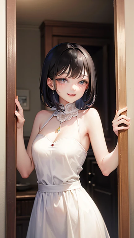 ((Medium chest, tomboy girls, small head)), dawn, sunlight, (chiseled abs : 1.1), (perfect body : 1.1), (wavy short hair : 1.2) , auburn hair, collar, Lock, , wilderness, (Highly detailed CG 8k wallpaper), (very delicate and beautiful), (masterpiece), (highest quality:1.0), (ultra High resolution:1.0), beautiful lighting ,perfect lightning, realistic shadow, [High resolution], fine skin, Super detailed ､Cosplayers,See-through,