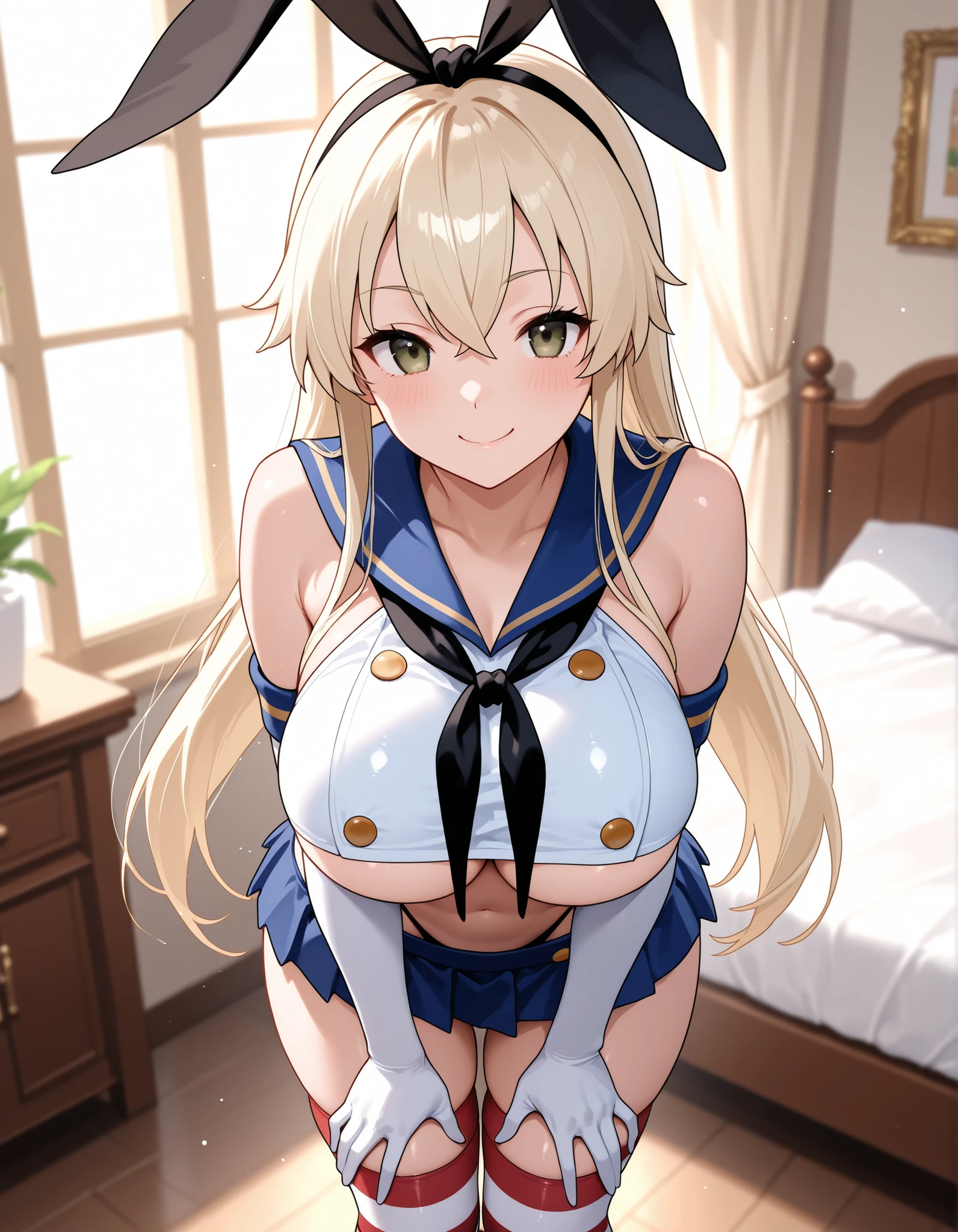 best quality,masterpiece,1girl, solo, (torn clothes:1.3), ,bare_shoulders, detached_sleeves, long_sleeves, wide_sleeves, gloves, half_gloves, white_gloves, thighhighs, white_thighhighs,in female changing room,,floating_clothes