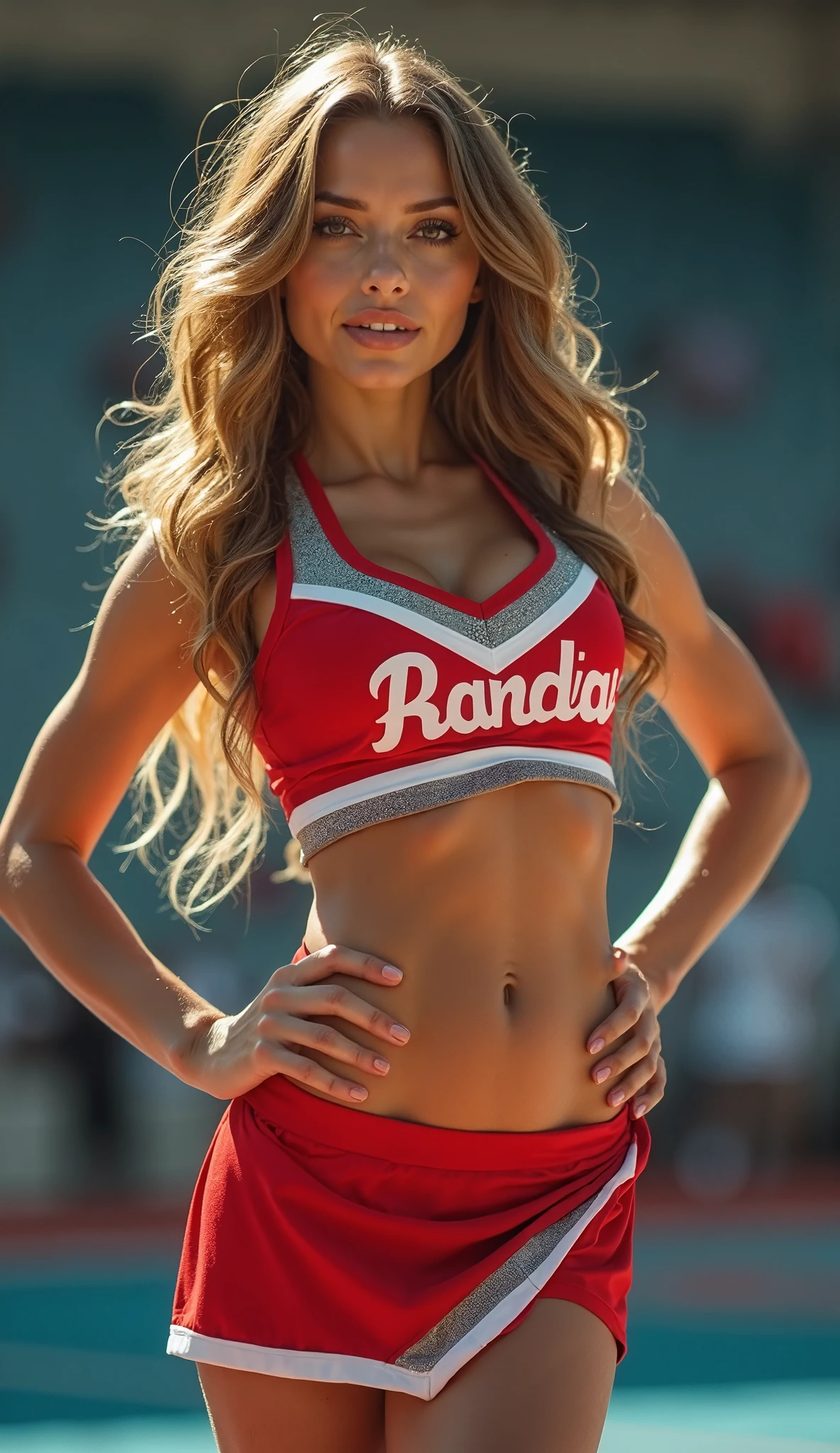 Blake Lively dressed as a sexy cheerleader and a sexy smile.