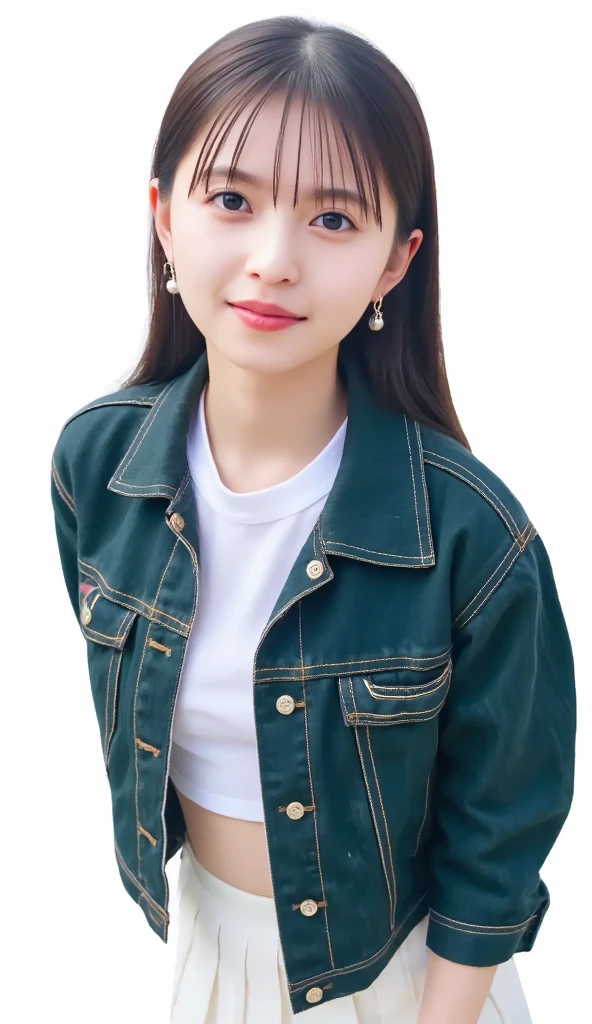 （Extremely meticulous CG 8k wallpaper），（Extremely refined and beautiful），（Masterpiece），（best qualtiy:1.0），（Ultra High Resolution:1.0），beautiful light up，Perfect lightning，realistic shaded，[A high resolution]，Smooth and flawless fair skin，Extremely exquisite facial details，ultra - detailed,(an 8 years old girl:1.7),Smile,cheerfulnes,big head，ponytail,pretty face,In residential areas,dilapidated multi-story buildings,in early autumn,Shrubs, green grasslands,By the side of the path,running,(Long denim coat:1.3),(Long denim pants:1.3), (White sneakers:1.1),Carrying a shoulder bag, Upper body, Close shot,from front,Morning, bright sunshine,