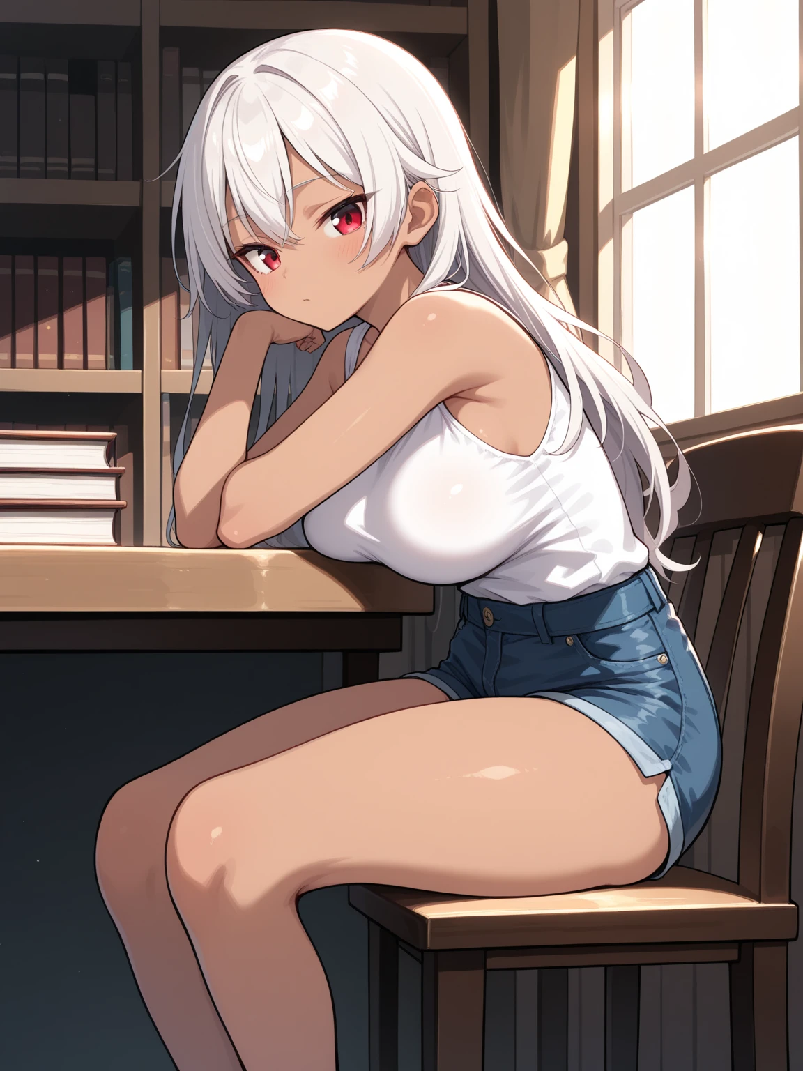 realistically, longhair, silver hair, brown eyes, glowing eyes, white short skirt, super shot skirt, Blush, daytime, Wet from the rain, see through, sleeveless shirt, nipples, M leg, pussy, crotch, 10 years old, sweet smile, Sit with your knees raised., windy, elaina, the skirt is turned up, hand pulled skirt up, masterpiece, highest quality, very High resolution, (detailed and beautiful eyes), highly detailed face, perfect lighting, Very detailed CG, (perfect hands, perfect anatomy), witch