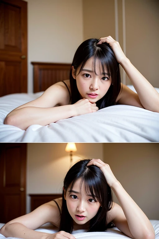 ((((((All Nude))))))((((((((Nipples、pubic hair))))))))1girl in,Very beautiful 16 year old Japan woman、beautidful eyes、cleavage of the breast、the wind、cloudy ash sky、Night has come and a squall is falling.、Body like a model、JumpHigh-level image quality、Top image quality、Looking at the camera、Focus on the eyealdives、shores、Relax on a bed, Moonlit Night、She gets on all fours and masturbates, feeling pleasure and looking pleased.