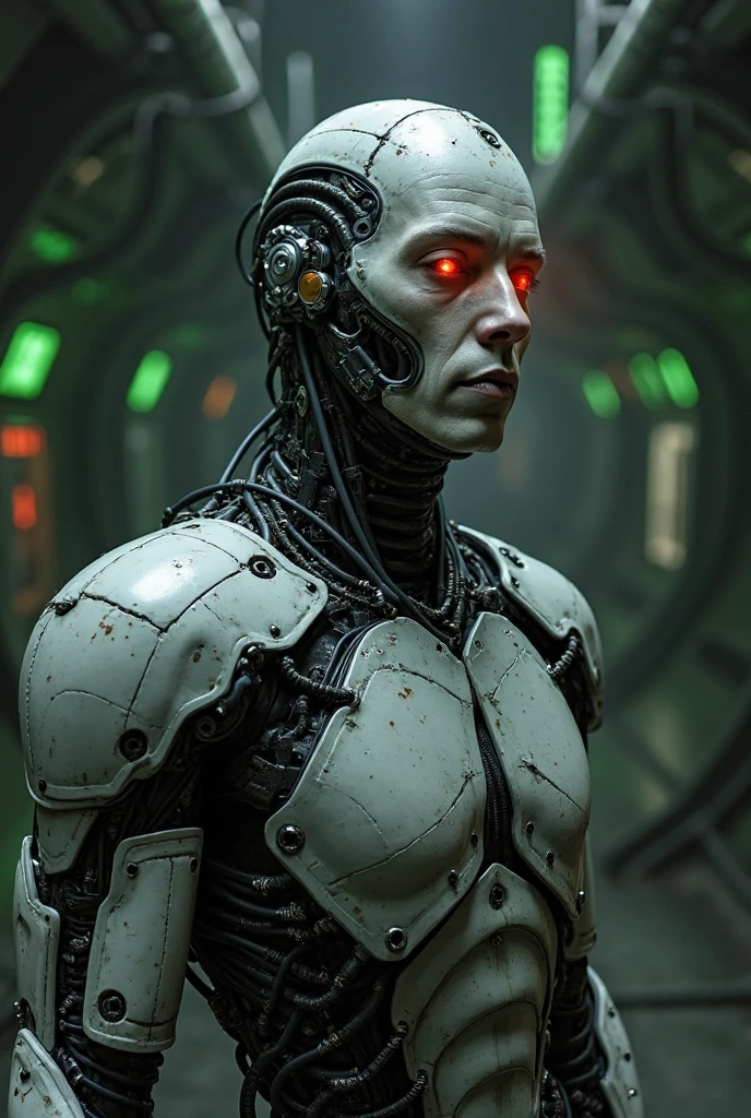 afro man, afro hair, Dark fantasy, cyberpunk, Mechanical Marvel, Robotic Presence, Cyber Guardian, wearing a weathered mechanical suit, intricate, (rusty steel metal), elegant, Bright Focus, shot by Greg Rutkowski, soft lighting, vibrant colors , masterpiece, street, cowboy shot, dynamic pose.