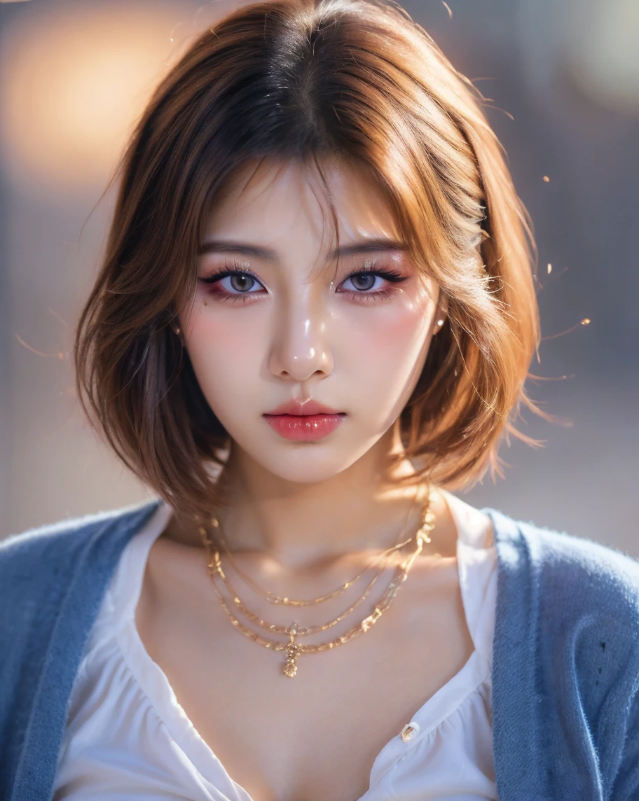 NSFW,((highest quality, 8k, masterpiece :1.3)), 1 girl, pretty woman with thin abs :1.3, (medium short hair, huge breasts :1.2), pajamas:1.1, super detailed face, fine eyes,