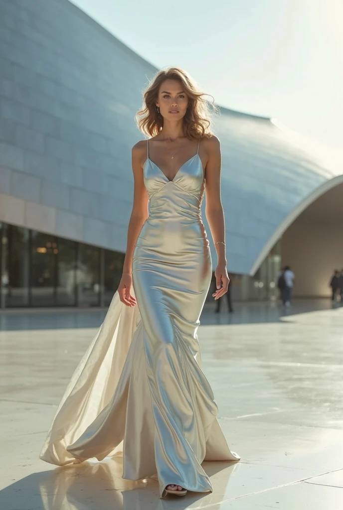 (Best quality,4K,8K,A high resolution,Masterpiece:1.2), Ultra-detailed, (Realistic,Photorealistic,photo-realistic:1.37), fashion show photo, Gisele Bundchen,Adriana Lima,Candace Swanepul, (Supermodel physique), fashion show photo, ((Full body photo)), Ethereal, Romantic, supermodel body, A long flowing dress,(Chanel style clothing), Opal necklace, Beautiful high heels, Glamorous, Flowing trousers, indoor: Runway scene, (Snowflakes in the background, wave,stars, ), shot from a far distance, Photographic texture.