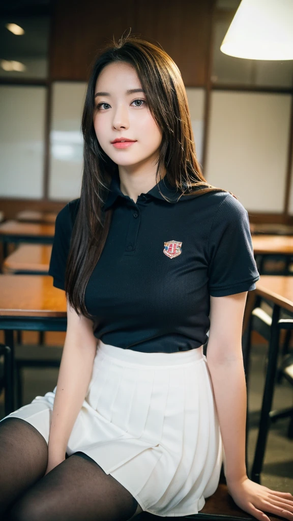 Enhanced dynamic perspective,Cute round face girl,JK school uniform,Look at me and smile,Simple background,Works of masters,high quarity,4K resolution,super-fine,Lift the hem of your skirt yourself to show off your white panties,acurate,Cinematic lighting,
