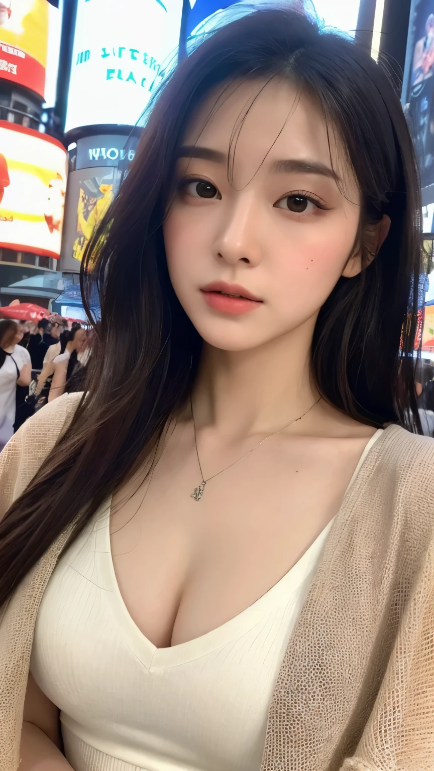 (Realistic, Photorealistic: 1.37), (Masterpiece, Best Quality: 1.2), (Ultra High Resolution: 1.2), (RAW Photo: 1.2, shots on Nikon), (Sharp Focus: 1.3), (Face Focus: 1.37), (Ultra Detailed CG Unified 8k Wallpaper: 1.2), (Beautiful Skin: 1.2), (pale Skin: 1.3), (Hyper Sharp Focus: 1.5), (Ultra Sharp Focus: 1.5), ( Beautiful pretty face: 1.3), (super detailed background, detail background: 1.3), break, very cute and beautiful Japan pictures of woman, (sexy model), professional attire, (22 years old: 1.1), portrait of a girl with a bright smile, upper body image, When viewed from the front, the composition is symmetrical, (Studio lighting: 1.3), (Cinematic lights: 1.3), (backlight: 1.3), dim lighting, lighting that covers the whole body, (looking straight at you, standing:1.3, arms down:1.3, random, model pose), break, (shiny-brown half up thin hair: 1.2), dark brown eyes, upturned eyes, beautiful eyes, princess eyes, ((brown hair:1.3)), single hair, bangs, Hair between eyes, Long hair, curby, abs, perfect abs, (gigantic-breast;1.37, big breast:1.37, big cleavage:1.37), (thin waist: 1.15), (detailed beautiful girl: 1.4), (bare shoulder, Chest squeezed together, View viewer, (blue camisole:1.3, black box-long-skirt:1.3, teacher fashion style, attractive look), Solo, Parted lips, pink lips, (shiny skin), sweat, (school room background:1.5), (light seductive smile:1.25), ((Perfect Female Body)), (Upper Body Image:1.3), Frame the Head, Perfect Anatomy, Perfect Proportions, 8.5 Life-Size, Face Focus, Ultra Realistic Photo, Hyper Sharp Image, Hyper Detail Image,