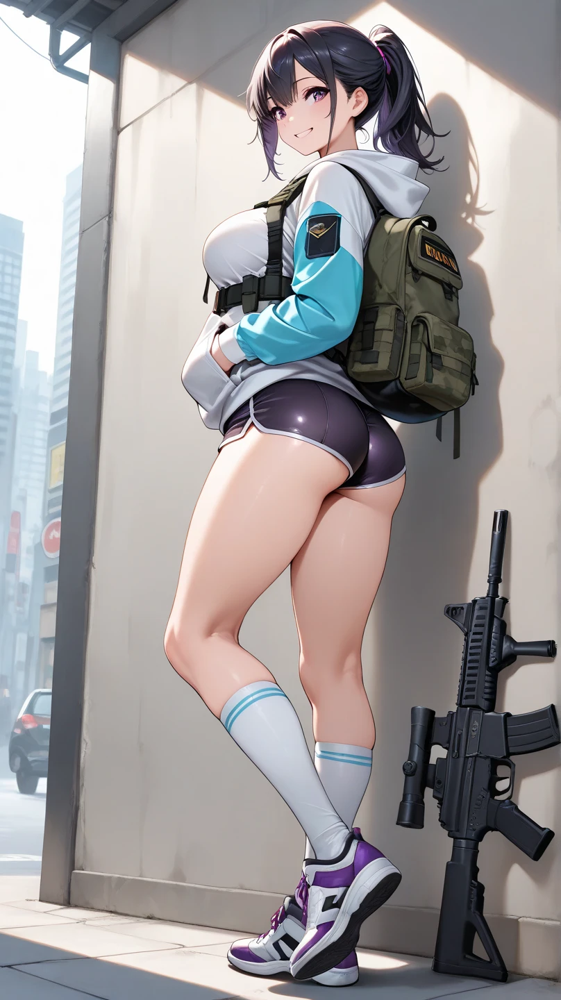 nsfw,Elite sniper takes aim at target, On the roof of a building, Lying down、Prone、 (((Use a long range rifle))), Laser sight, holster, large amount of ammunition, Big Ass, Thick thighs, { Highly detailed 16K CG unit wallpaper}, Vast landscape photography, (A low perspective that focuses on the characters and the setting), (A broad perspective), (Low angle shot), (highlight: 1.5), (Low Light: 1.4), (Warm light source: 1.8), Intricate details, (Rainbow-colored: 1.5), (Bright lighting), (Atmospheric lighting), dream-like, beautiful, action、((Thong:1.5))、Camouflage tank top、Huge Ass、Overflowing Sex Fluids:1.5
