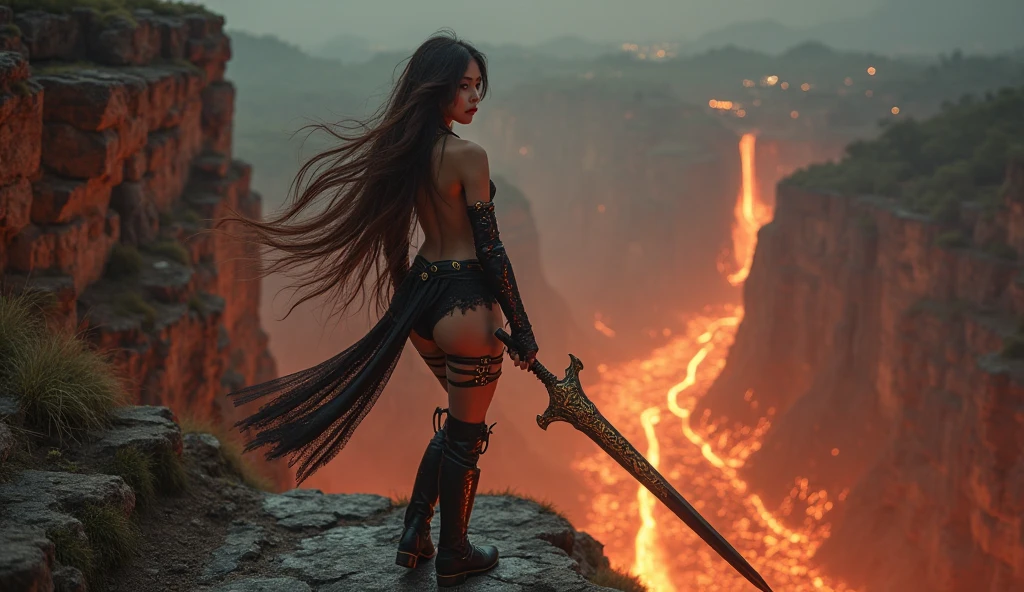 (focus on ass:1.2),(by Kawacy:0.6),red colors,surrounded by bloody drops,exaggerated perspective,cume bloody drops,a hot ass of Lilith,cume in (translucent:1.4) crystal of glitch burning ice,cute smile,8k,(by Agnes Cecile:0.5),Movie Still,Film Still,Cinematic,Cinematic Shot,Cinematic Lighting,(seios:1.1)Menina correndo nas montanhas, (Volcano erupting:1.1) apresentando uma cena hipnotizante com cores vibrantes, (best quality, Altas:1.2) capturando cada detalhe intrincado. o (menina correndo:1.1) is exuding confidence and grace as he maneuvers through the rugged terrain. Dela (seios grandes:1.1) are highlighted by dynamic movement, (Physically-based rendering:1.1) criando um efeito realista e visualmente impressionante.

The girl is long, flowing hair (flowing hair:1.1) dances in the wind, acentuando seu movimento vigoroso. Os picos das montanhas (majestosos picos montanhosos) elevando-se no fundo (scenic background) create a dramatic atmosphere, as if nature itself was supporting their journey.

The erupting volcano (vulkan:1.1) adds a sense of urgency and excitement to the setting. The smoke that spreads (smoke rising:1.1) e lava em cascata (fluxo de lava) Create a fire show, contrastando com a paisagem serena da montanha. The intense heat and energy emanating from the volcano add to the overall dynamism of the scene.

The lighting (dramatic lighting:1.1) captura a silhueta da menina, projetando sombras longas (sombras longas) no terreno. Os tons quentes (Paleta de cores quentes) from sunset (sunset vibrations) banhar toda a cena, intensifying the fire tones of the volcano and creating a harmonious balance between light and dark.

In the distance, a flock of birds (Birds flying:1.1) flies through the sky, simbolizando liberdade e aventura. A rica folhagem (luscious greenery) from the mountainside shows the abundance of nature, Adding depth and texture to the composition.

Esta obra combina elementos de realism