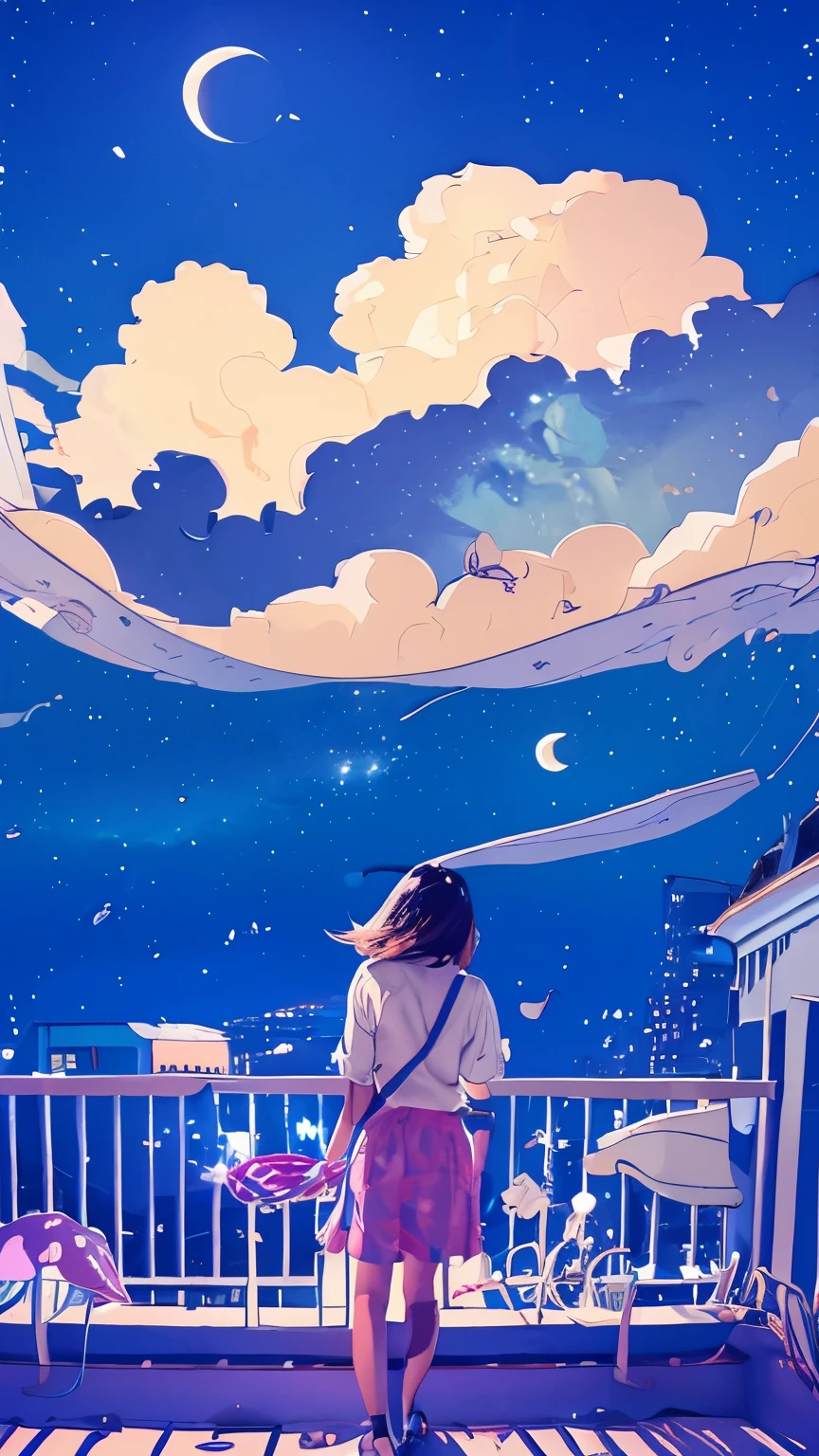 summer night、Rear View of a Pretty Girl Staring at the Milky Way、Dreaming Alone Girl、Majestic Milky Way and Clear Starry Sky、Night Clouds Illuminated by the Moon、 fantastic universe、Little Saturn