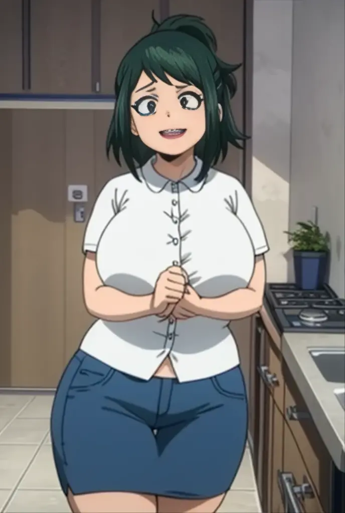 best quality, masterpiece, portrait, arms behind back,
1girl, midoriya inko, green hair, short hair, short ponytail, green eyes, large breasts, curvy, plump, shirt, jeans, outdoors, park, happy, looking at viewer, smile,
<lora:Kizuki - My Hero Academia - Midoriya Inko - Alternative:0.9>