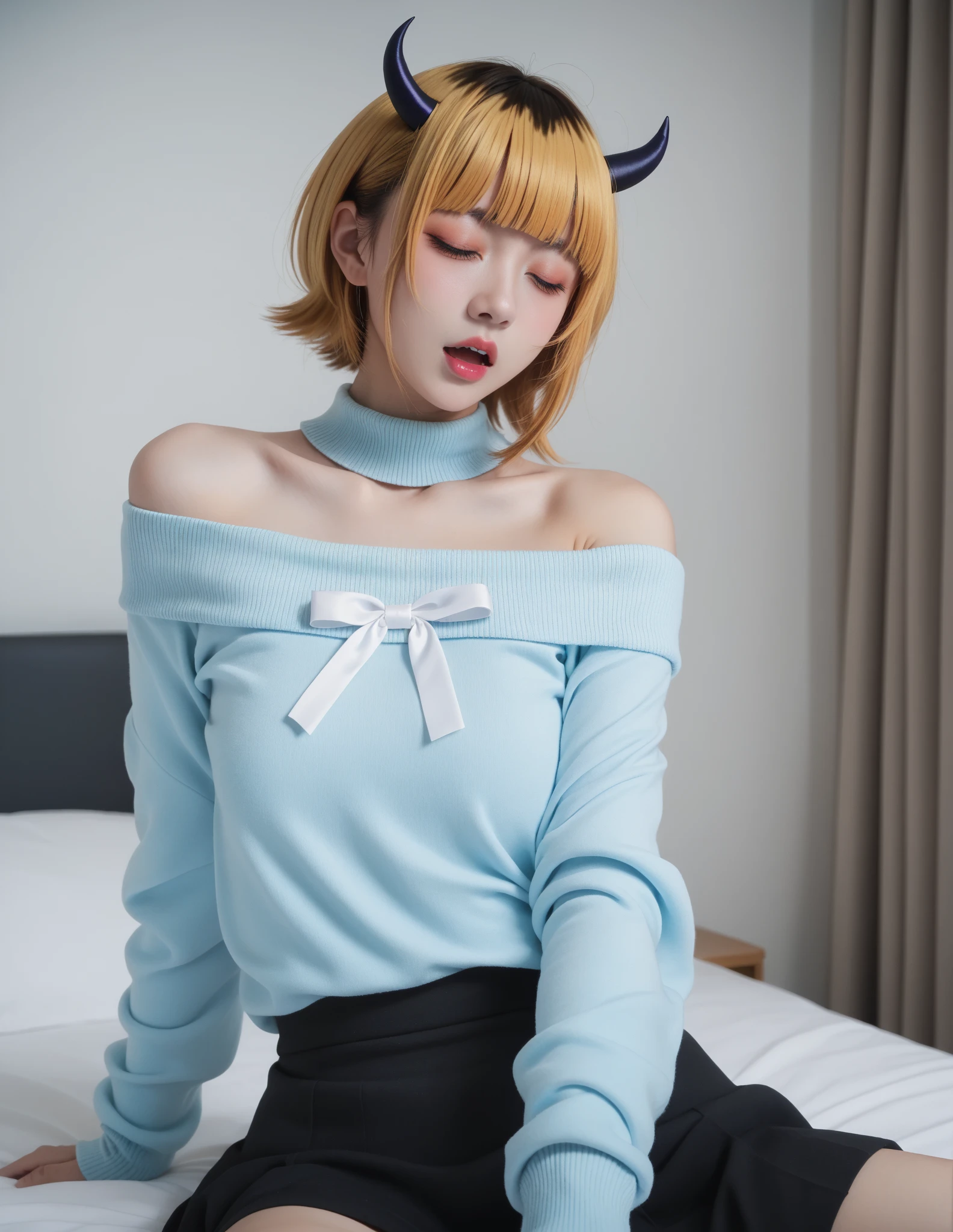 hight resolution、hightquality、hightquality、High-resolution face drawing、Single Female、独奏))、((very Bigger breasts:1.3))、cleavage of the breast,Perfect Angle、Professional quality、perfect contrast、Perfect litthing、perfect-composition、perfect Waifu、flawless skin、perfect hand、Perfect fingers、perfect chest、perfect hair、face perfect、A masterpiece with realistic facial features、long neck、Protruding ears、Princess Cut、a short bob、Clean teeth、(legs are long,、二重まぶた,The eye、It's a bit wide、Quite an adult supermodel)、Bangs are a beautiful short bob cut、short beautiful hair with bangs,、long neck、a small face、Beautiful collarbone、Light reflected in the eyes、face perfect、Perfect body、Perfect fingers、perfect arms、perfect hand、Symmetrical and very beautiful face、Golden Ratio Beauty Face、looking straight at camera:1.4、perfect anatomia、18year old、adult appeal、cute little、spotless、A smile、Perfect Lovely Wife、A masterpiece of realistic facial features、lipgloss、long neck、Nice collarbone、Nice cleavage、Nice teeth、10 head body、Beautiful poses、Super Real 8K、thick thight、thin ankles、dense background、depth of fields、realisitic:1.3、longshot、((White leotard:1.5))、((Blue cardigan:1.5))、((Wearing a red choker with a bell around his neck:1.5))、((blue pantyhose:1.5))、beauty legs、Foot size 22.5cm、thin and beautiful toes、((Squatting in front of a pink door:1.5))、((Facing the viewer)),((White High Heels:1.2))、rhythmic gymnastics、Whitening skin、with round face、((Wrapped in blue pantyhose from waist to toe:1.5))、((White Shoulder bag:1.5)), ((Show your crotch to the viewer:1.5))、((Spread your legs to fill the screen:1.5))、((squatt:1.5))、((opening legs:1.5))