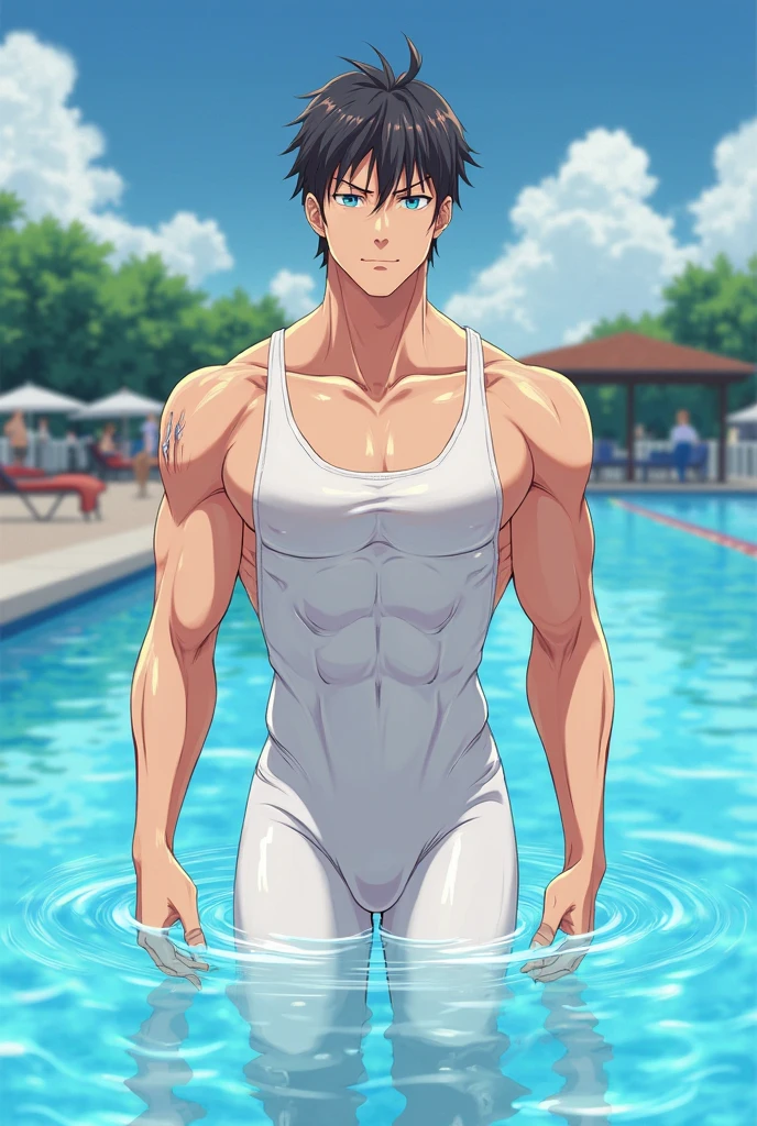 Muscle lifeguard，Chris Redfield，He was top-naked，Wear sexy white briefs：1.2，mesmerizing eyes，Tall and burly，musculous，Tall, Burly and strong， Extremely detailed depiction of faces，Exquisite facial features，super gain and cool， commission for high resolution， Attractive strong men，He was by the beach，Leisurely basking in the sun，model poses，full bodyesbian，