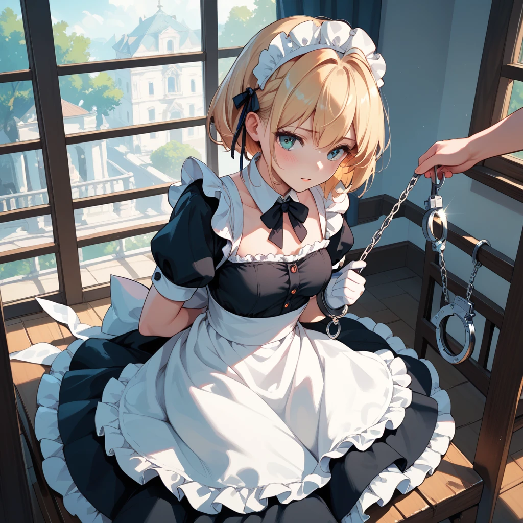 piperBS, 1girl, blonde hair, hair bun, blue dress, puffy sleeves, short sleeves, pink gloves, fingerless gloves, pink belt, shoes, blue footwear, cute and blushing 18 years old anime girl, look away because she is embarrassed and blushes, bright blue eyes, detailed face, detailed members, detailed arms, detailed hands, Girl lying, tied by ropes, shackled, can no longer move, tied tightly, very hard tied up with lots of ropes, hampered by so many ropes that she can no longer move, bound hands and feet, ropes tie his whole body, tied extremely tightly and forcefully to her bed by a lot of ropes, its limbs are strongly tied together by ropes, his torso is tied up with thick cords, her chest is so tied up with ropes that it sticks out, her legs are tied tightly with thick ropes, his hands are tied behind his back with ropes, she can no longer move her feet, her hands which are tied by thick ropes, she desperately tries to free herself, likes to be tied tight with big ropes, likes to be immobilized by big ropes, lying down, his hands and feet are strongly tied to the railing of his bed, his legs are pressed together and tied with ropes, its limbs are held vigorously by imposing ropes, her hands are tied securely behind her back by ropes, her chest is compressed by strong ropes, she is pressed against her bed and restrained by large ropes, (shibari, arms behind the back:1.4), (hands on the back), (masterpiece, best quality) 1.5, 1girl, solo, (sexy, beautiful woman, perfect face, perfect eyes, perfect hands), samus aran, (hands on the back), Spread the legs, s&#39; ((lie in bed by big ropes)), ((close up of the girl)), ((((lie in bed)))), ((((arms tied behind the back, Legs Tied,La fille est allongée sur le ventre, La fille est allongée sur le sol:1.5)))), ((((girl seen from behind:1.4)))), ((((girl lying down on her stomach:1.4)))), ((((Outstretched arms:1.5)))), ((((Detailed hands:1.5))))