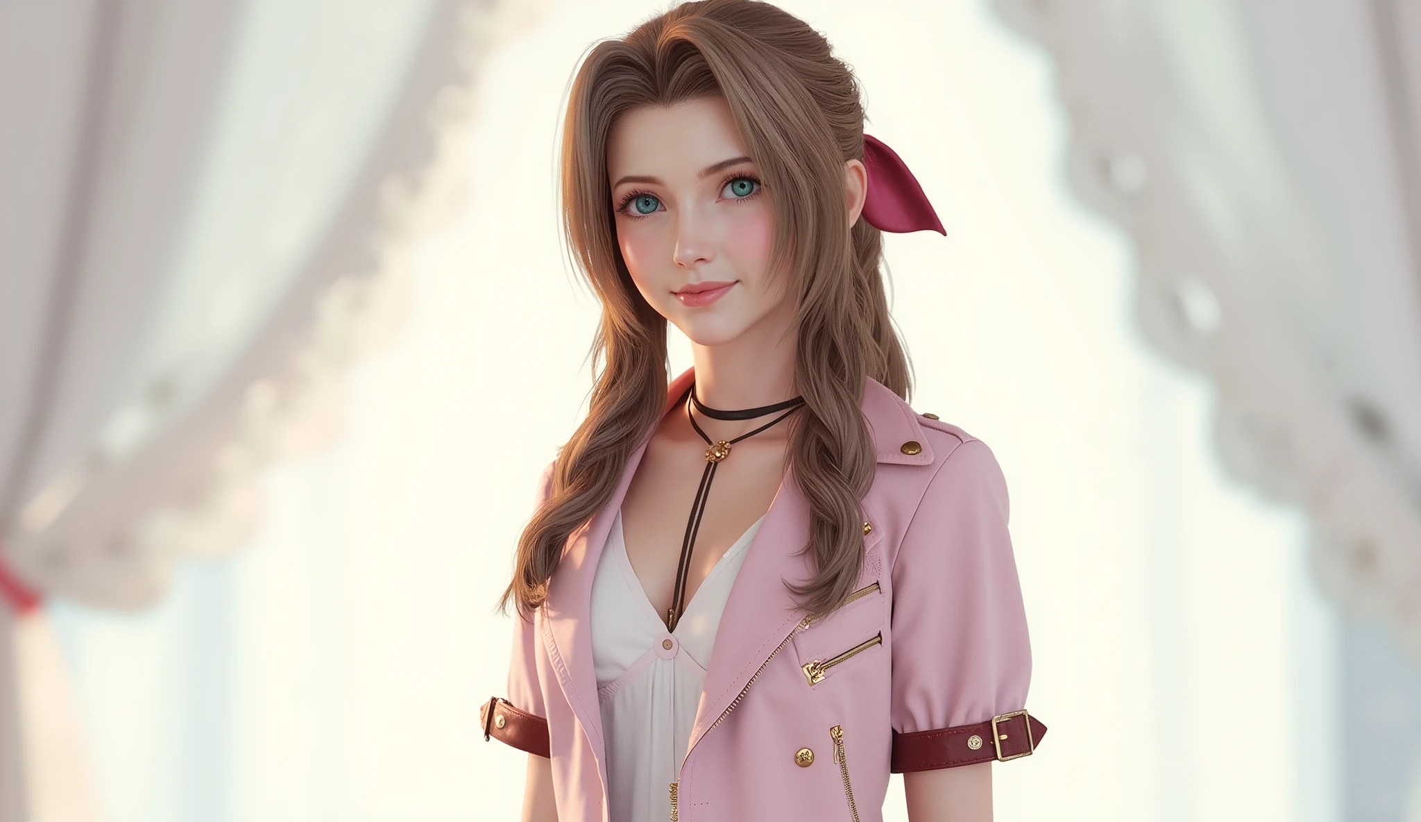 aerith, "Aerith Gainsborough" written in the center. She is smiling