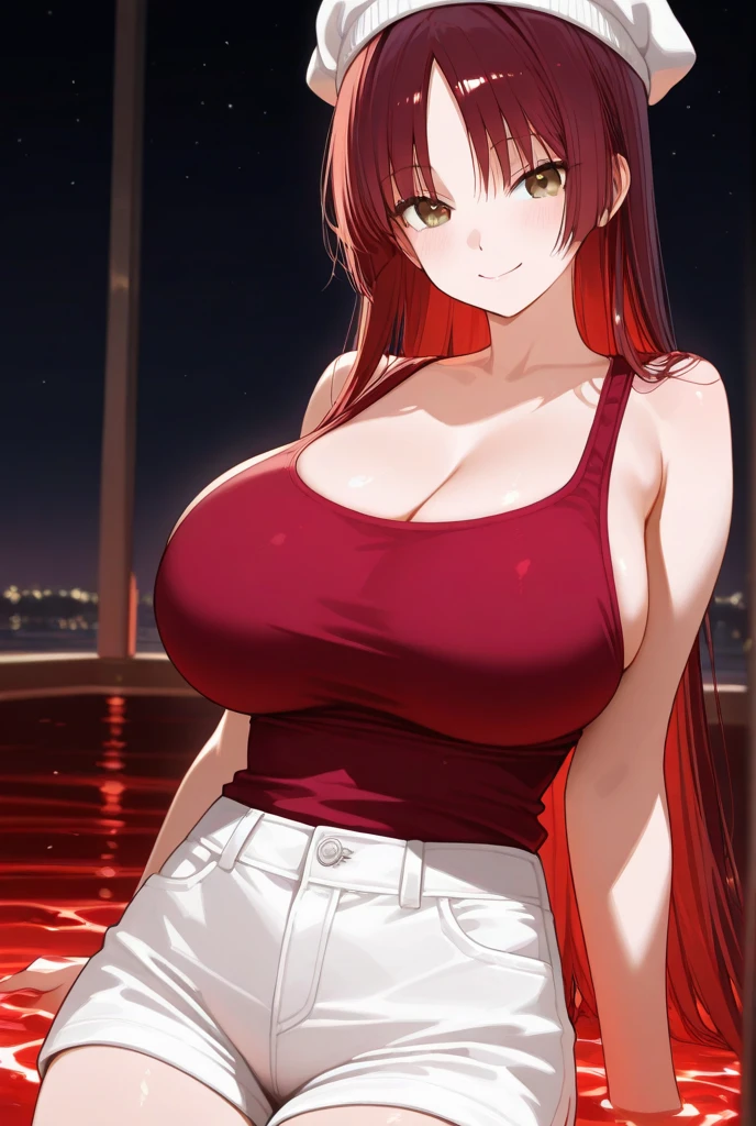 girl, sexy big breasts, wide, Red hair, Red eyes, with exotic clothes
