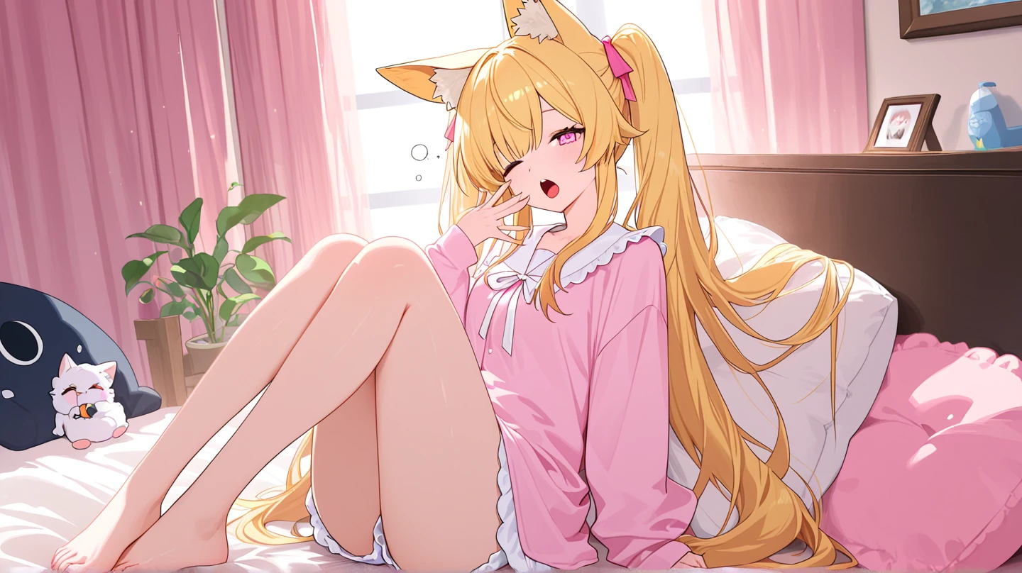
anime cat girl on bed
