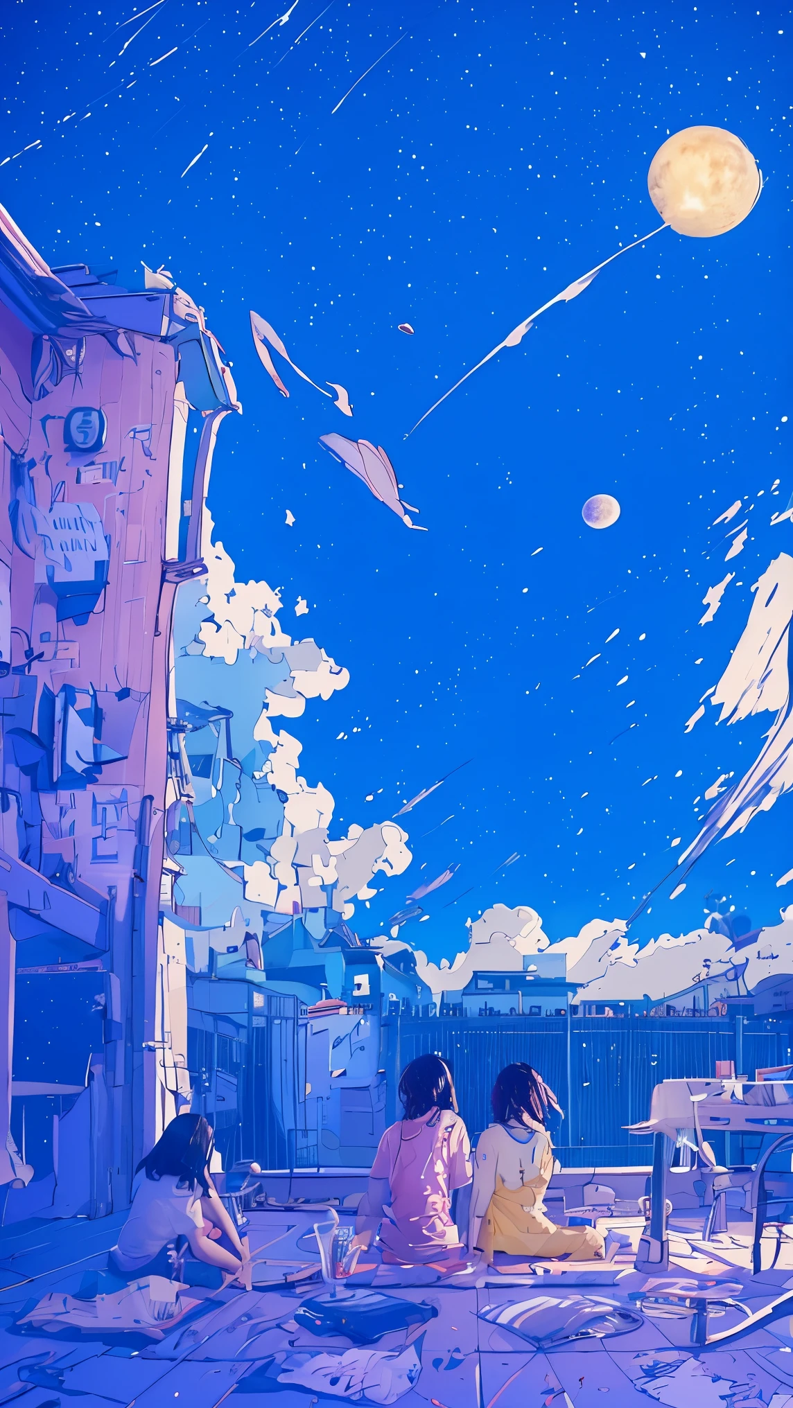 summer night、Rear View of a Pretty Girl Staring at the Milky Way、Dreaming Alone Girl、Majestic Milky Way and Clear Starry Sky、Night Clouds Illuminated by the Moon、Majestic Space、Shining Sirius、meteor and small Saturn