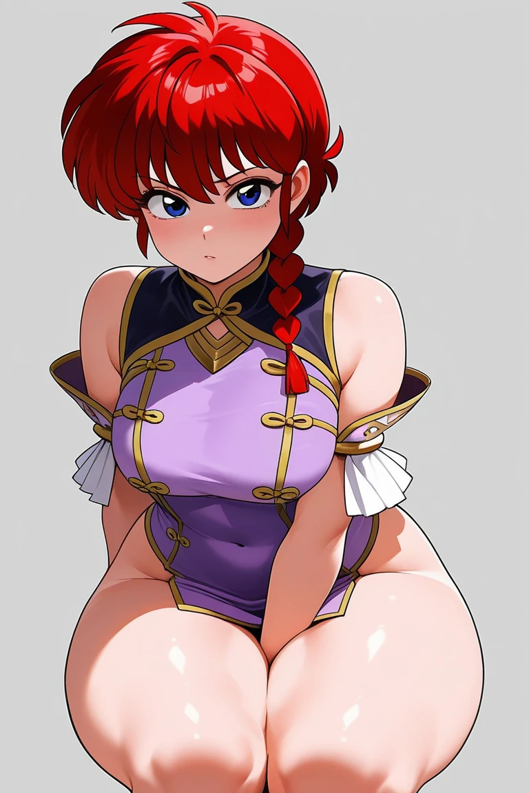 RanmaChan, Red hair, Braided hair, blue eyes, detailed eyes, whole body, lindosexyrobutts, tight black blouse, black crop top, exposed navel, clothing attached to the body, Tanga sexy, sexy stockings, 【Costume】【cosplay】White Dress of Albedo (Overlord), white thong, big neckline, lift, paizuri invitation