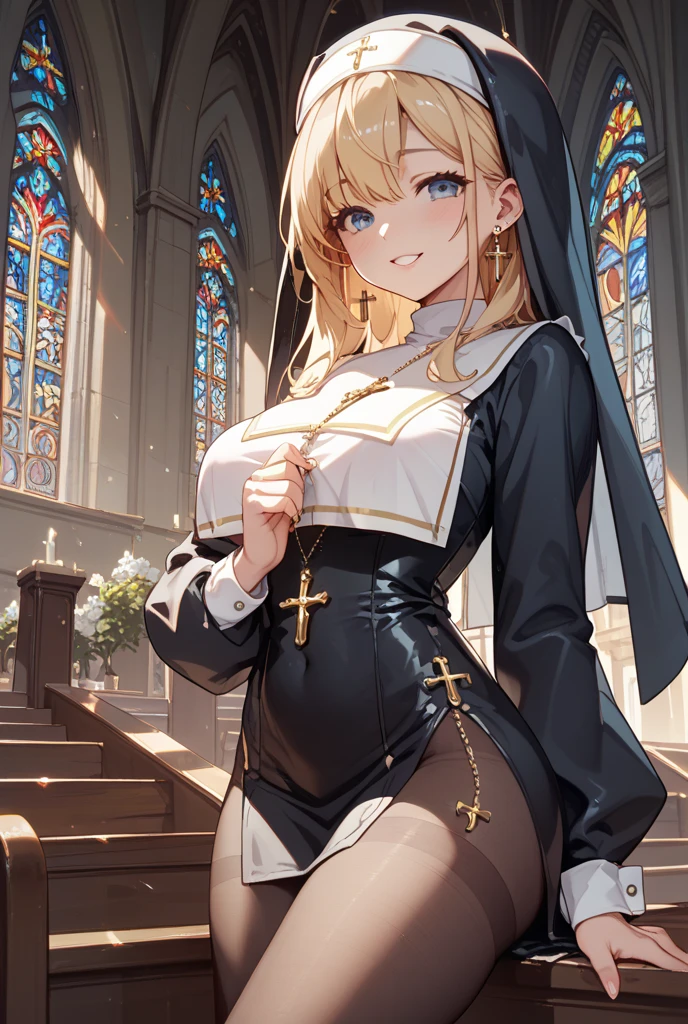 animated girl in a French Sister church outfit, sexy pose, French church, French  good Sister clothes, sexy girl, des chevaliers, seductive animated girl, sexy, best rated on pixiv, Tendances sur ArtStation pixiv, Anya de la famille Spy X, , female character&#39;anime, du jeu vidéo Azur Lane, les gars, (animated girl), style voie d&#39;azur