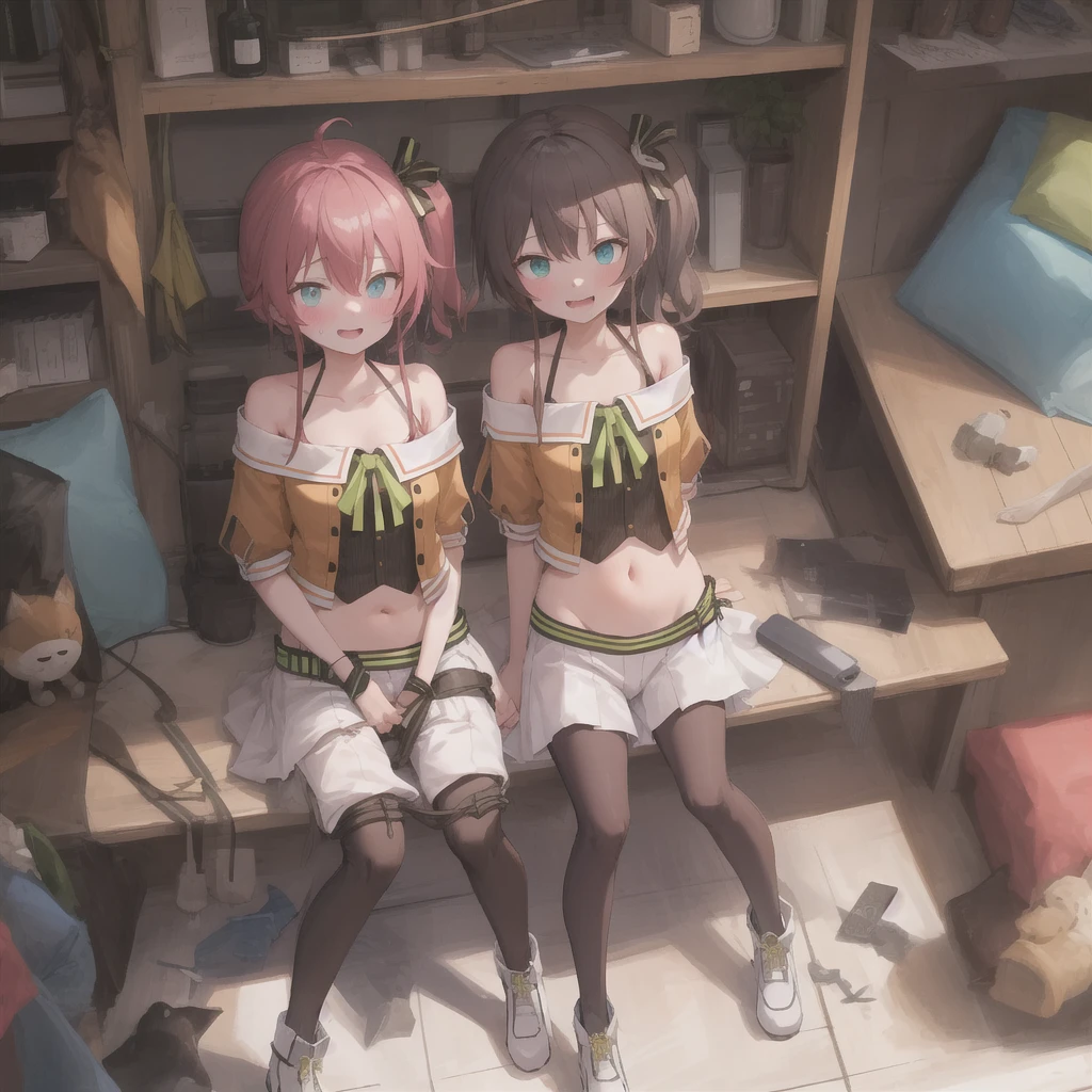 in 8K、top-quality、​masterpiece、ultra-detailliert、Ultra-high resolution、((1 persons))、poneyTail、a yellow hair、Braided hair、makeups、Home、sitting down on the floor、bare-legged , the legs are open。look at the camera , perfect hands, complete anatomy), nude , naked , M-shaped legs, women opening legs , spread legs , hands up , tied to a chair in a basement, restraint, bdsm, restrained legs, restrained arms, bound, bound to chair, rope, tied with ropes, beautiful body, beautiful face, tied to chair with ropes, restrained body, unable to move, bondage ropes,  tied up, machine bondage, fully restrained body, ropes everywhere, strictly tied, hardcore bondage ropes, machine bondage,glasses