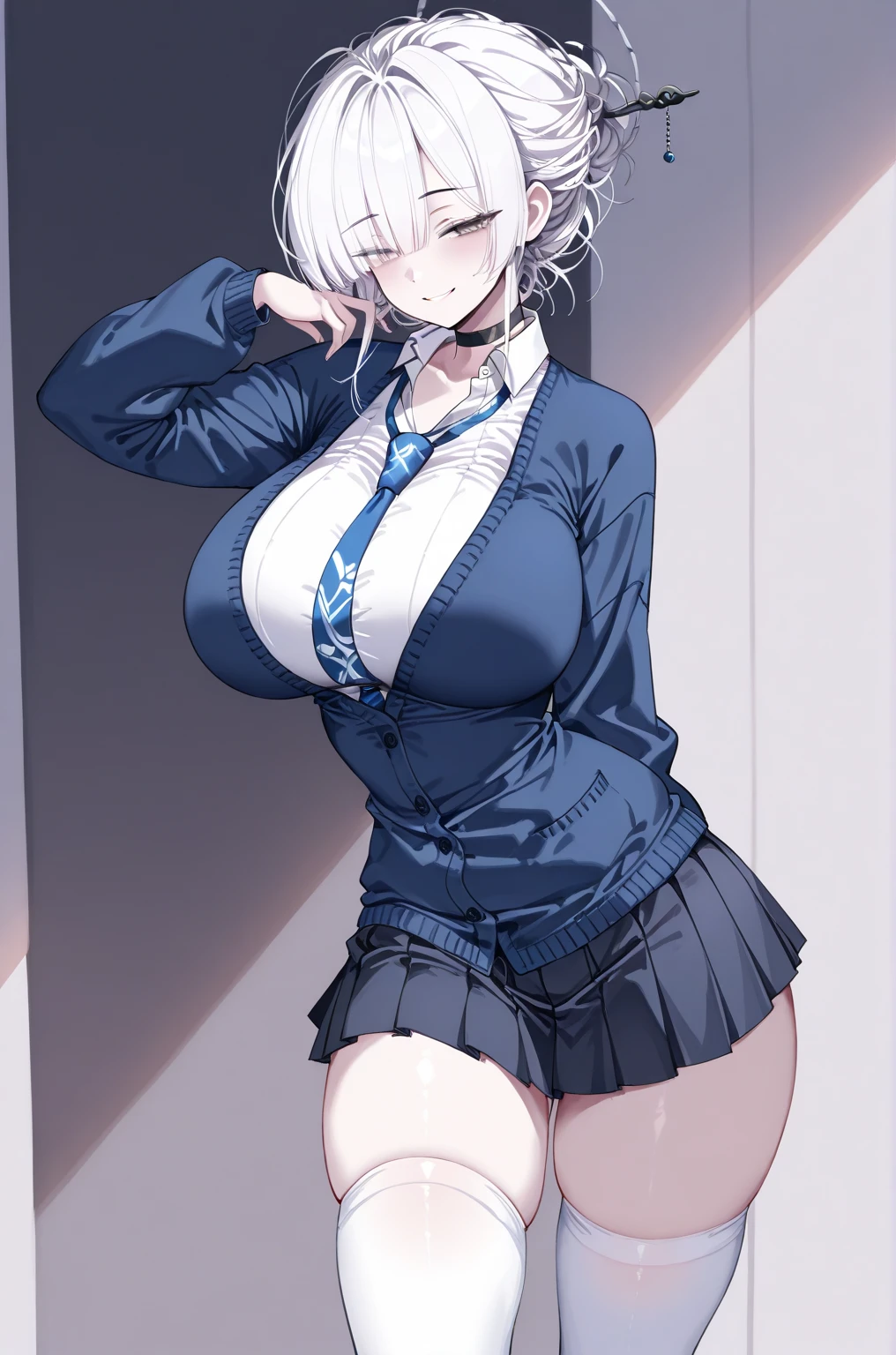 a woman in a black lingersuit and a black jacket, seductive anime girl, from girls frontline, 2b, 2 b, fine details. girls frontline, thicc, oppai, (sfw) safe for work, breasts covered and sfw, beautiful alluring anime woman, with a large breasts, revealing clothes, perfect white haired girl, realistic shaded perfect body