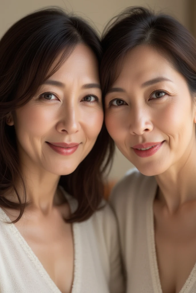 ((highest quality, 8K, Ultra high definition)), ((masterpiece: 1.3)), (Perfect appearance), (Photorealism: 1.6), (JMA), ((A Japanese MILF stands in front of a mirror)), (Face washroom: 1.2), (Mature woman reflected in the mirror: 1.2), ((Realistic skin texture)), (Fine wrinkles all over the skin, Dull skin, Unmoisturized skin, Wrinkles around the eyes, double eyelid, Lower eyelid tear trough, Crying Mole, Dimples), (Disheveled long hair), (Slightly parted lips: 1.2), (Gentle smile: 1.2), ((Lace long slip)), (Sheer slip:1.35), 