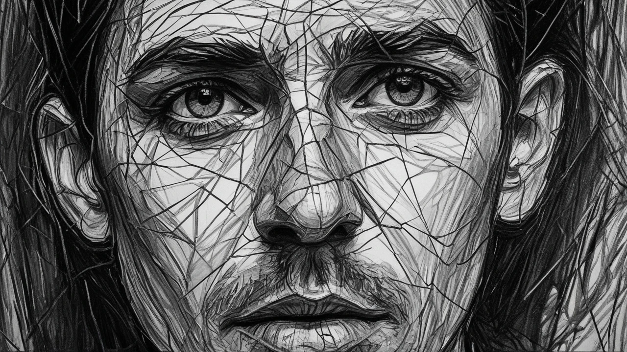 nvinkpunk, (((European middle-aged man))), Masterpiece, Best quality, ((Detailed face)), ((Award-Awarded)), (High detail), Sharp, 8K, trending on artstationh, Intricate