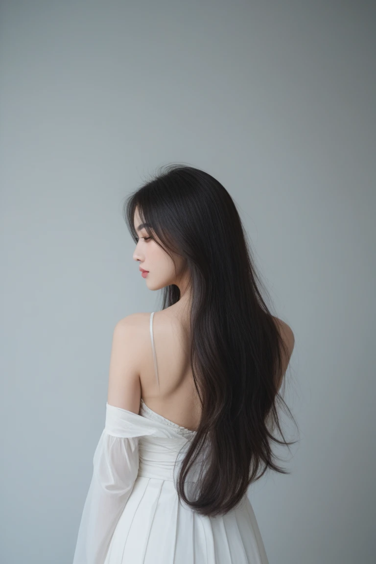 (((Black and White Art:1.2、Black and white photo、RAW photos、Film Grain)))、Beautiful woman、Small nose、((Full lips、Sexy red lips:1.3))、Attractive hairstyle、skirt、best quality、high resolution、high resolution、light、Black and white photo、Professional photographer