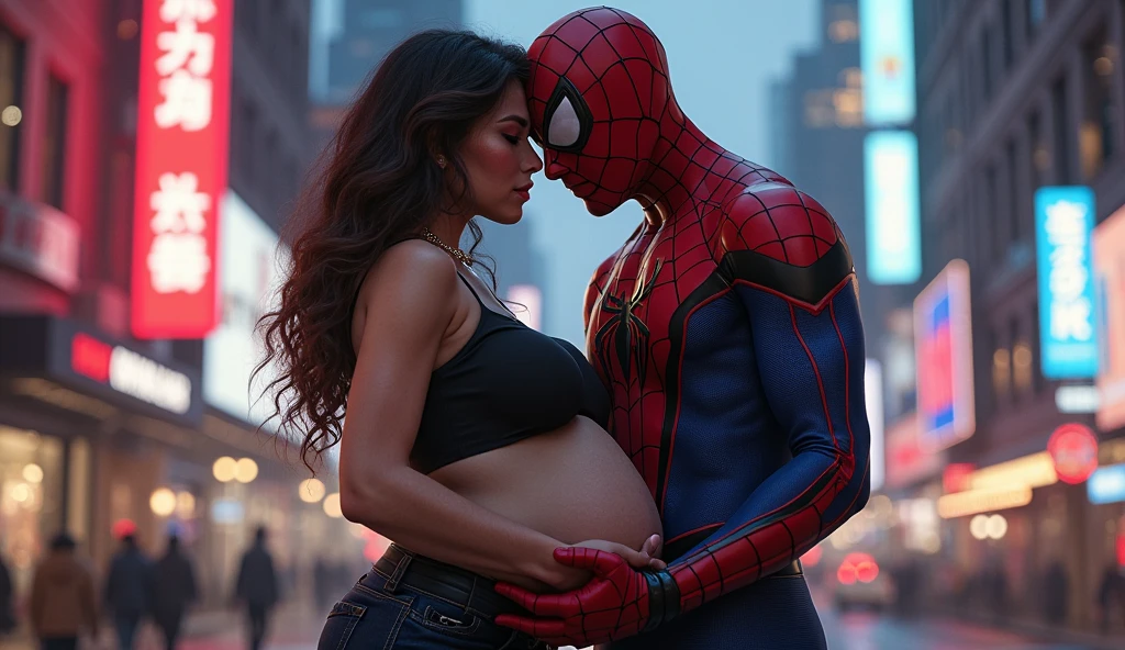 Spider-Man couple 9 month pregnant photo