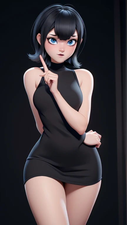 mevis, 1girl, cheerleader outfit, pom-poms, football court, short hair, black hair, solo focus, black eyes, stretching, makeup, lipstick, black lips, (insanely detailed, beautiful detailed face,beautiful detailed eyes, masterpiece, best quality) , solo, (full body)