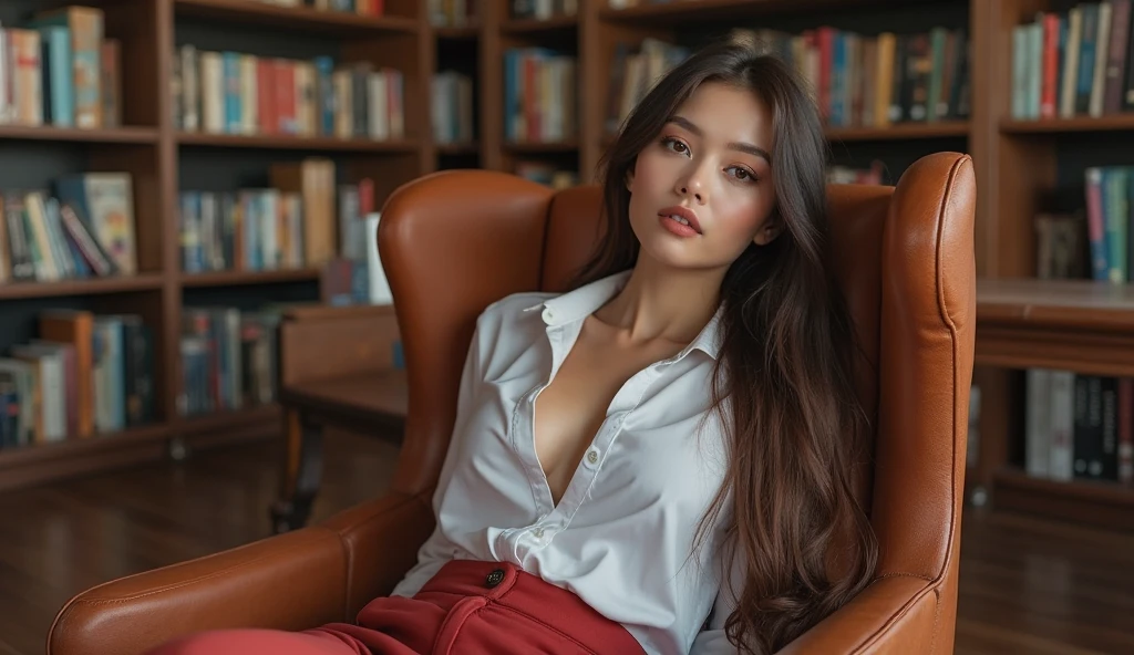 (best quality, ultra-detailed, realistic:1.37), professional, beautiful detailed eyes, beautiful detailed lips, detailed facial features, natural skin tones, perfect skin texture, delicate facial expressions, image in high resolution, realistic face, realistic skin, plain face, natural smile, highly detailed hair, Eliana, 18yo, a beautiful Israeli college girl, immerses herself in the world of books and knowledge. Dressed in a cozy and comfortable outfit, she enjoys a quiet moment of reading in a charming library or a peaceful outdoor setting. The high-resolution image captures ultra-detailed realism, highlighting Eliana's captivating eyes, long eyelashes, and smooth complexion. The serene atmosphere adds to the overall sense of intellectual beauty and introspection.