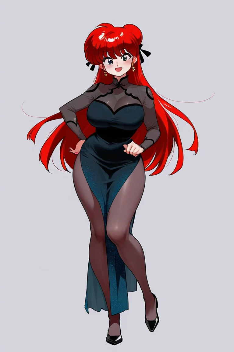 My little pony, earth pony, anthro, very long red hair, white body, medium red lips, red nails, black eyeshadow, business short black dress, showing a small part of panties, arrogant:1.4, red bra is peeks out, very cute voluptuous body:1.3, realistic details, 4K, high quality, high detailed red eyes, detailed face, red heels
