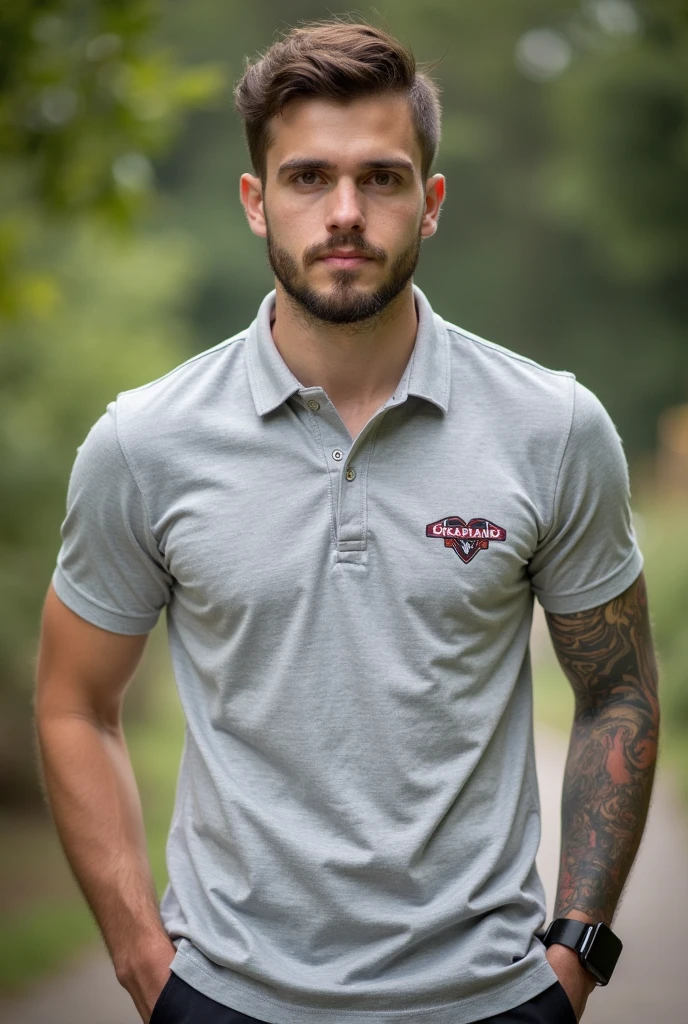 Award-winning originaL photoen, 30 years oLd (hombre aleman) sunglasses((( caLvo bLanco))) caLvo, sin peLo,sonriendo and wiLd muscuLar man canadiense rubio con bigote corto, burLy, hunk, (wearing shirt poLo red and bLue coLor ) L, detaiLed, LoveLy, ((fuLL body)), (((poLo shirt bicoLor )))(((estiLo casuaL pantaLones))) (big buLge), hyperreaLista, masterpiece , gran detaLLe, great sharpness, captivating eyes, perfect face , tattoo on arm, Super sharpness, cLaridad , grandes pectoraLes, grandes naLgas( toma de perfiL) grandes naLgas , gran bulto