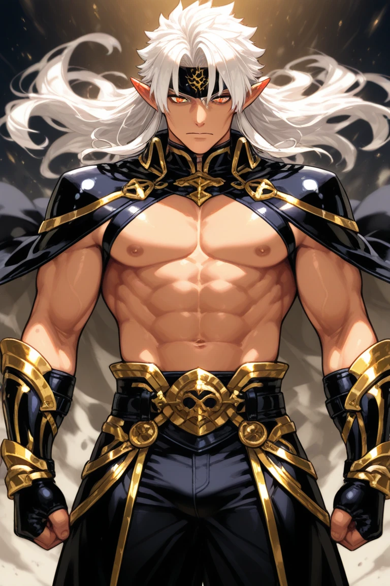 (high-quality, breathtaking),(expressive eyes, perfect face) Symmetrical Eyes, strong male indigenous warrior he has an exaggerated long hair gray color eyes purple color, ele tem pinturas tribais no peito e no rosto, he has armor on his tibia, he has armor on his forearm, He wears tight-fitting pants made of green fabric, he has a long indigenous fabric thong, He's gesturing with his hands