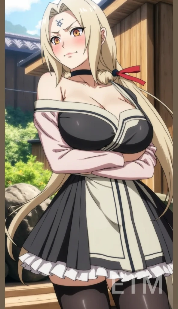 master piece, high quality,
perfect human structure, perfect hand structure, perfect finger structure,
1girl, solo,
perfect body, large breasts,
blond hair, long hair,
blue eyes, looking at viewer,
black kimono, breasts cleavage,
ring necklace
one hand on hip,
cowboy shot,
out door, (huge-tits:1.6), Erect nipples, exposed breasts 