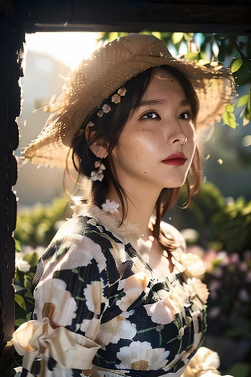 (face focus:2),(Style of ???? ???:1.5),
((side face:2)),(1girl surrounded by soft_light:1.5), (backlighting:1.8), (lighting),(flowing fabric:1.3), ((Floral_summer_dress:1.5),(Straw_hat:1.3)),
(masterpiece), realistic, HDR, highly detailed, 8k, raw photo,
ambient occlusion, natural, harmonious composition, warm tones, looking at viewer.