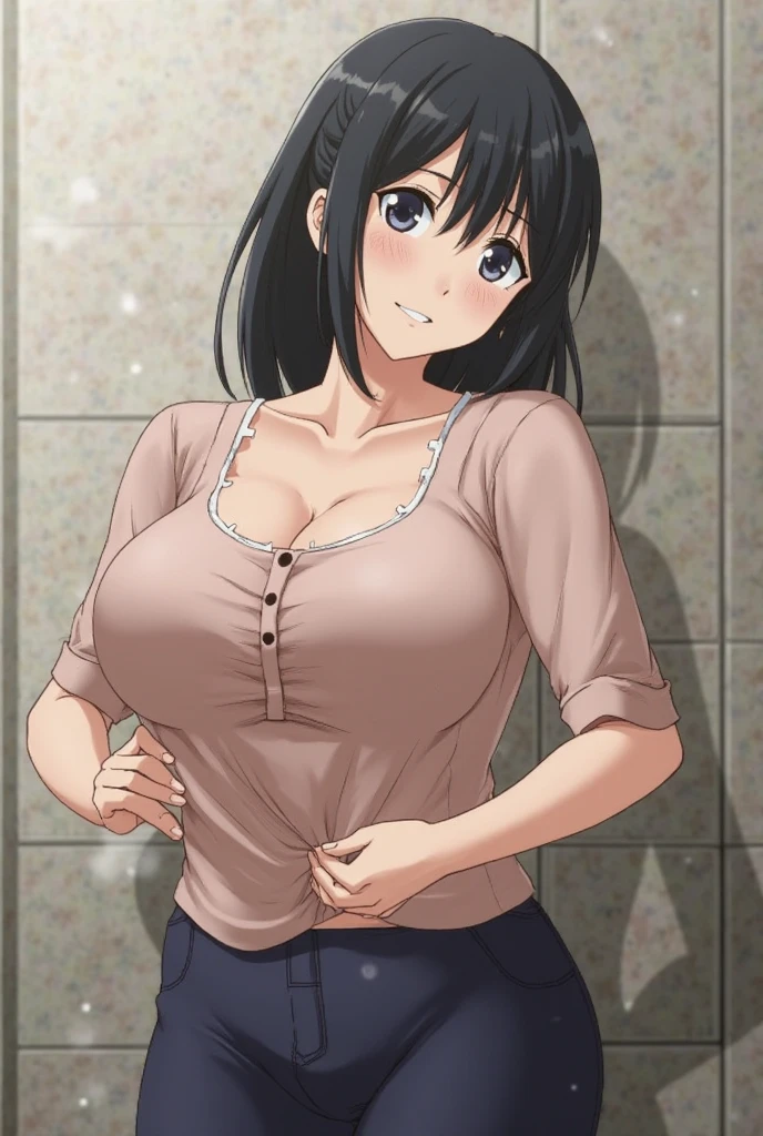 (anime:1.2), (best quality:1.1), (masterpiece:1.1), (absurdres:1.0), portrait, close-up,
1girl, kurihara chiyo, bob cut, brown hair, brown eyes, bangs, blunt bangs, medium breasts, blush, smile, happy, cute, elegant clothes, Healthy skin, cum on face, standing .