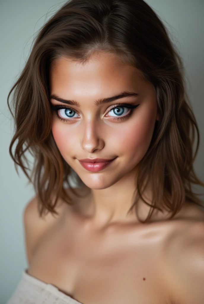 ((( image of woman))), instagram model Rachel Cook.  Full body portrait of A fashion model, glamour, brown wavy hair, mischevious smile, very detailed face, very detailed eyes.  (((Bright blue eyes))).  Make up.  Very Large breasts.  On all fours. ((Naked, nude.  No bra.  No panties. Hanging breasts.)).  Bokeh, 8K, High quality, Masterpiece, Best quality, HD, Extremely detailed, voluminetric lighting, Photorealistic.  ((View from front, focus on face)).