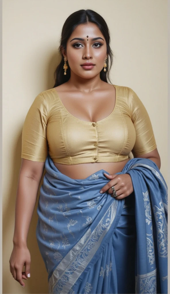 Foto RAW, photorealistic, photography, full body shot, master shot, perfect eyes, goddess like beauty, pierced eyes, perfect thick chubby mallu Desi aunty bhabhi, Wearing a Stanapatta, a chest-band.Saree model, model Photography, Indian saree shoot, Indian traditional wear advertising photography, traditional wear brand shoot, face of Indian actress Sonakshi Sinha, masterpiece, realistic, realism, incredible details, pleasure, photorealism, detailed skin, skin pores, high contrast, photorealistic Artstation 8k HD digital art trend of high definition and detailed realistic skin texture, ultra detail, realistic skin texture, armature, best quality, ultra high definition, (photorealistic:1.4),, high resolution, detail, raw photo, sweat, Re sharp, by Lee Jefferies Nikon D850 Film Stock Photo 4 Kodak Portra 400 Camera F1.6 Lens Rich Color Ultra Real Realistic Realistic Textures Dramatic Lighting Unreal Engine Trending at Art Station Cinestill 800,(pele altamente detalhada: 1.2), 8k UHD, DSLR, soft-lighting, alta qualidade, grain of film, Fujifilm XT3,she didn't like to wear blouse or bra, she is happy to wear only saree, she hates blouse or bra, detailed hairy armpits, hyper realistic skin, skin pores, sweat, veins,