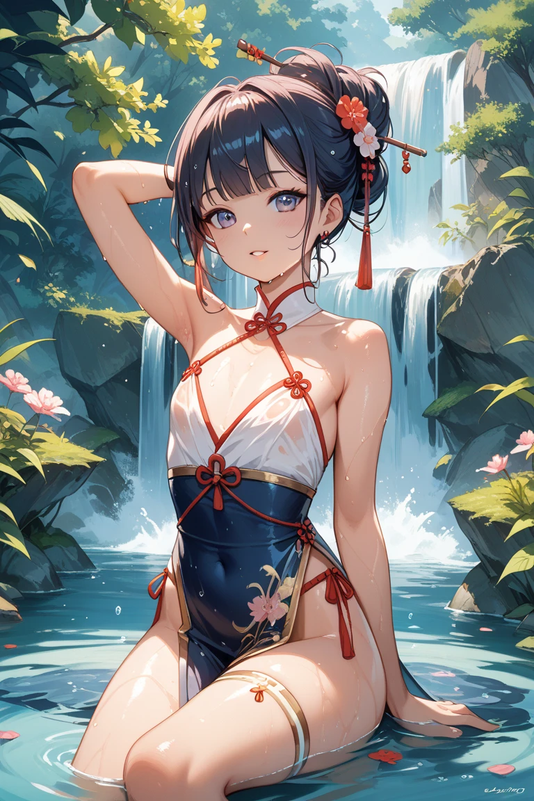 ((Finest quality)),(超A high resolution),(Ultra-detailed細),(Meticulous portrayal),((the most picturesque works of art),Ultra-Precision Art,The art of astounding depiction,Fantasyart:1.5, ((((Beautiful flowers々:1.5))), ((Body eroded by flowers:1.3)),(Glamorous body:1.3),fancy background effects、masterpiece、Fancy details、(NSFW 1.1), ((1girl in)), ((masutepiece)), ((Highly detailed:1.3)), In crystal clear water,beautiful woman entering the lake, ((long yellow hair)), Wet hair, Wearing a light transparent dress, clothed bathing, steam, (many petals floating on the lake:1.8), Early morning light, Ivory Gold AI, windows, Crepscular lighting, 、Lace sheer underwear、very very gigantic boobs、Transparent pink nipples、Transparent pink areola、lace and string shorts.、princess carry,Sexy lingerie with lace and strings,See-through sexy lingerie,Transparent lingerie、translucent dress、pearlsescent、pearls、Sexy Harness、Sexy garter belt、Sexy Stockings、Well equipped,intimate, rose garden、Multicolored roses、lake with floating roses、Lying down、Open legs、Spread your legs、Open thighs、Immersion in water、Wet body、splash water、gorgeous flower decoration、big flowers、stylish hair、Moon, lantern, Night, Solo, playing in the water, Water, hair flower, flower, Outdoors, skyporn, full Moon, Rain, lantern, wet clothes, skyporn, wet hair (((masutepiece),(the Extremely Detailed CG Unity 8K Wallpapers),Best Quality,Cinematic lighting,Detailed background,Beautiful detailed eyes,Bright pupils, (extremely delicate and beautiful),(Beautiful and detailed eyes description), Ultra-detailed,masutepiece,)),((Yellow eyes))、