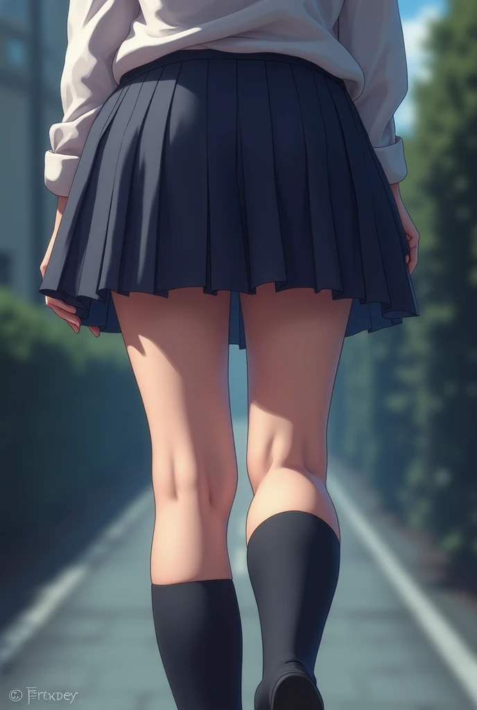 Woman on a bicycle、cycling、From below behind、mini skirt、Thong、Look Away、