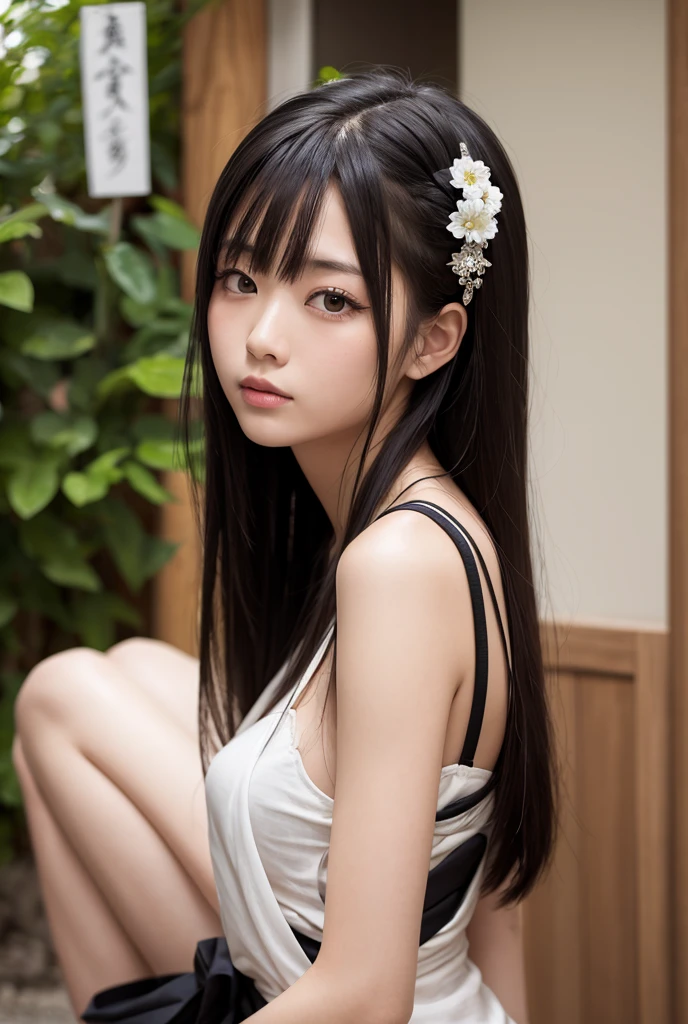 beautiful girl、Black Hair、anime、Long Hair、Shame face、Masturbation、Completely naked、Tears are pooling in the eyes