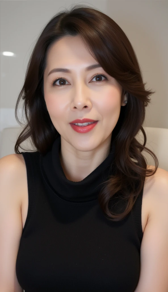 Stand in the hallway, Gravure printing, Facing forward, underwear, Wear a pearl necklace, Red lips, Gorgeous makeup, From the chest up, In the spotlight, best quality, Very detailed, Practical, Ultra dense skin, Perfect anatomical structure, (1. A), (Solitary), 50 years old, Large Breasts, A mature home, charm, Sexy, Pure white skin, Looking at the audience