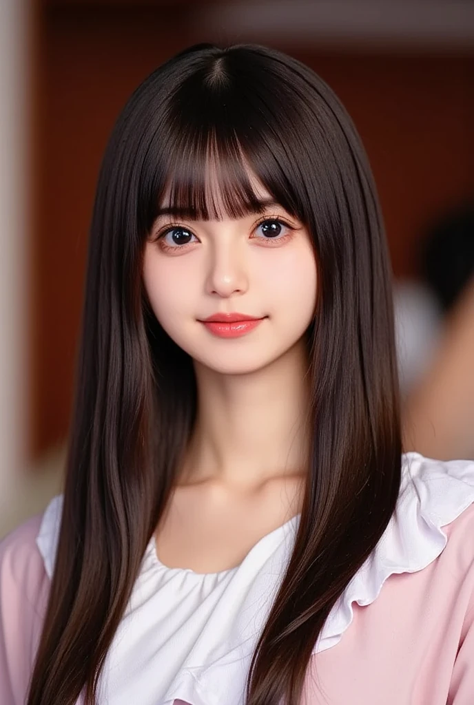 (Very beautiful  cute girl), (very  cute face:1.2),10 yo, (sparking crystal clear attractive large eyes:1.1), best looks, Beautiful detailed eyes, Detailed double eyelids, (smiling), (realistic photograph:1.2), long straight hair