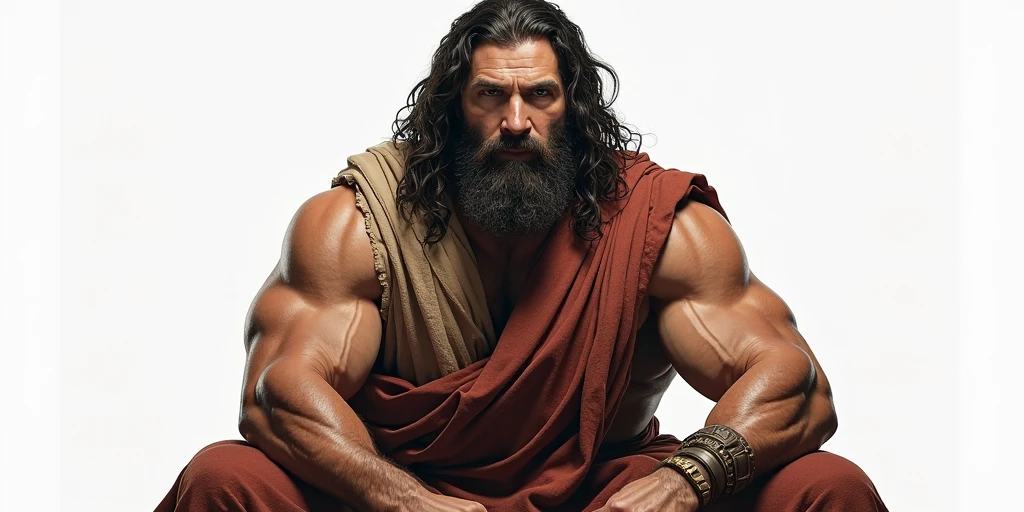 A photograph of Jesus of Nazareth at that time , con musculos y mancuernas,most realistic of that time