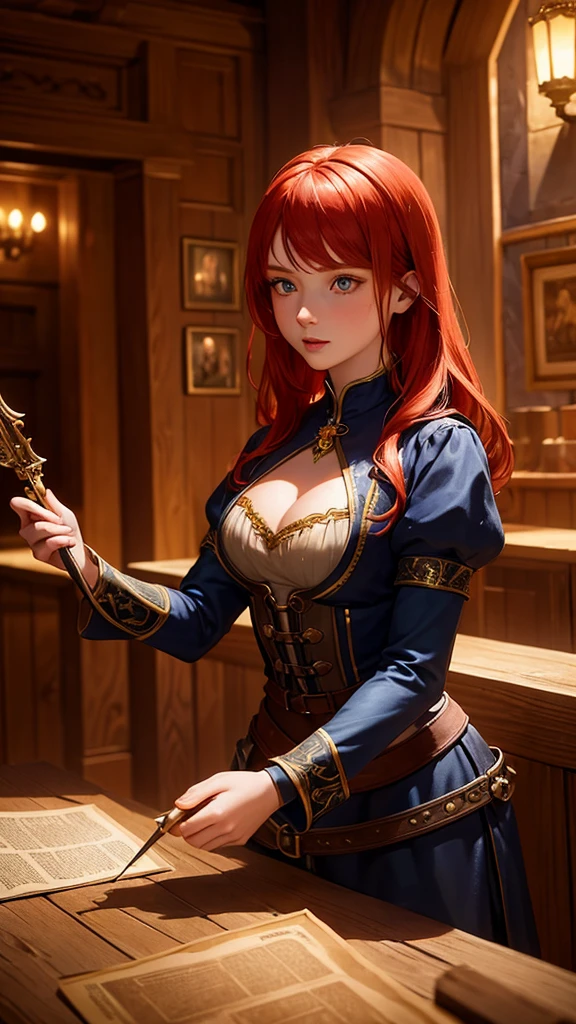 Nebur Belmont, masterpiece, (ultra detailed), (animal anthropomorphism), Pirate and steampunk theme, cat, elegant, in fighting pose,, athletic body, orange hair , gold eyes, police costume, police hat , en forest majestuoso con cascadas , rainy , butterflies ((Light bokeh)), Intricate, (steel metal [repose]), elegant, sharp focus, , Soft lighting, vibrant colors, (masterpiece), ((forest)), (detailed face), vintage, dynamic，, Whole body, little smile, Long hair, fickle face, perfect anatomy,rude face, Flawless line art, watercolor, colored pencils, high quality, detail,
