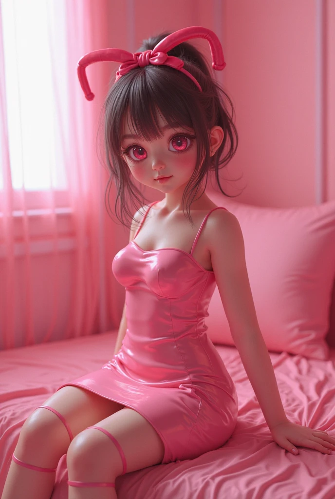((top-quality, 8K, ​masterpiece:1.4)), (Photorealsitic, Raw photography, Top image quality:1.5), beautiful  lighting, Movies in which girls shine, realistic shadow, huge filesize, Vibrant colors, Brilliant image quality, colourfull, Fantasia [hight resolution], (17-year-old beautiful girl:1.6), (Lori:1.2), (Junior Idol), Well-formed fingers, ((Cute pose with arms crossed behind back:1.5)), ((Glittering Perfect Beautiful Girl:1.3)), a handsome, a cool, (innocent smiles:1.2), ((Super Cute Super Beautiful Girl)), (Crisp and gentle eyes), dual, (with blush cheeks:1.4), ((morning、Two beautiful girls in transparent sexy little devil pink costume are hugging each other:1.7)), Cute hair, (Show me your big ass:1.2), Perfect and beautiful body, Lovely room, Innocent Girl, Japan beautiful girl, Shines