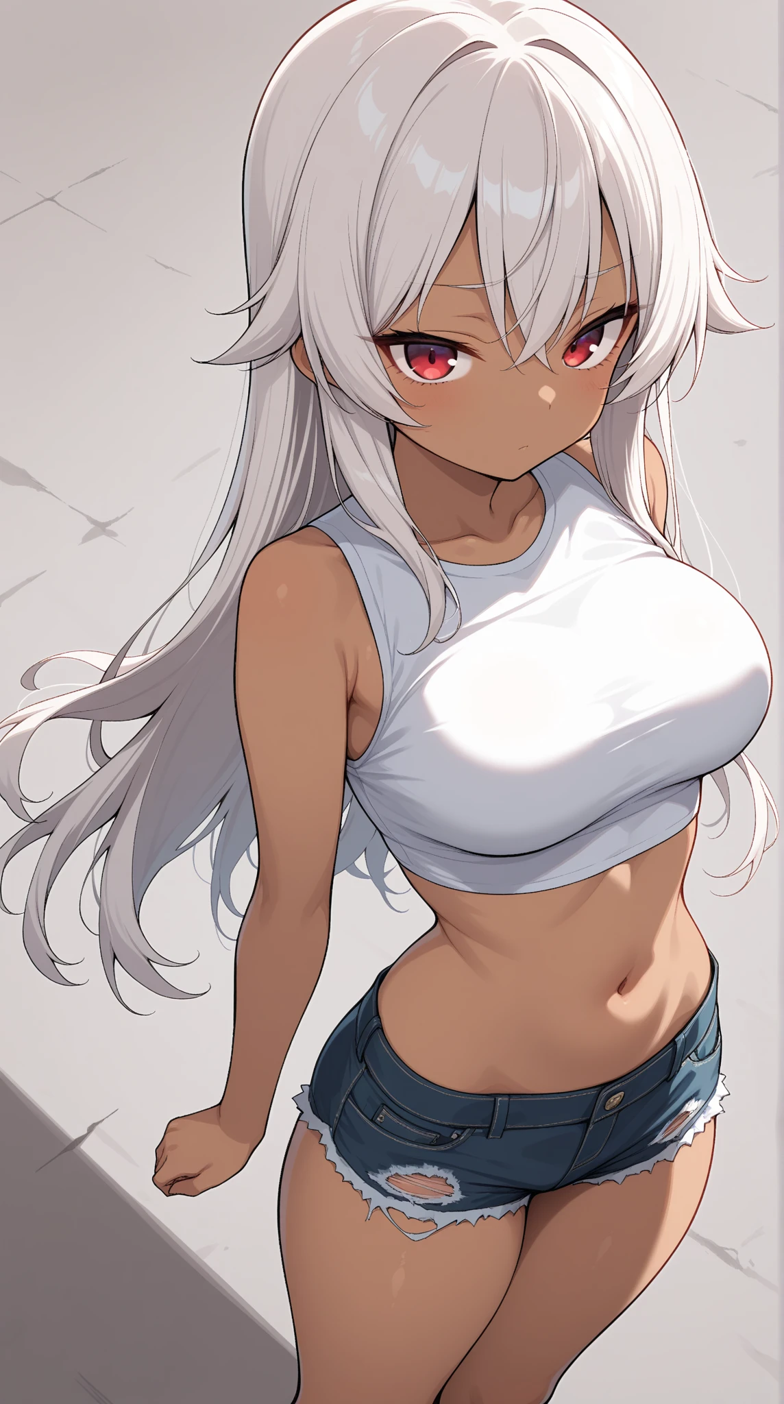 white hair,red eyes,masterpiece, best quality, photorealistic, yujiasuit, yoga sports bra, yoga pants, 1girl, solo, , yoga ball, pants, looking at viewer, smile, green sports bra, simple background, , midriff, long hair, breasts, green pants, sportswear, tank top, upper body,