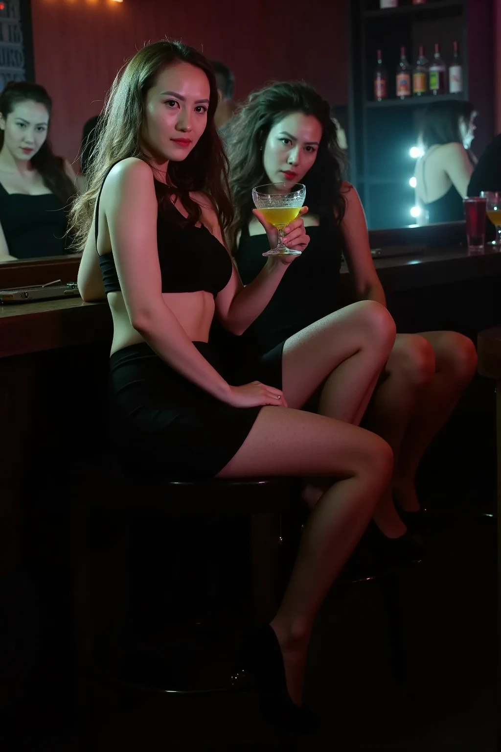 woman sitting on the lap of death, on a throne, in love, deluded, sober scene, with bottles of alcohol on the floor, syringes, cigarettes, dark and oppressive scene, 4k, hyper realistic.